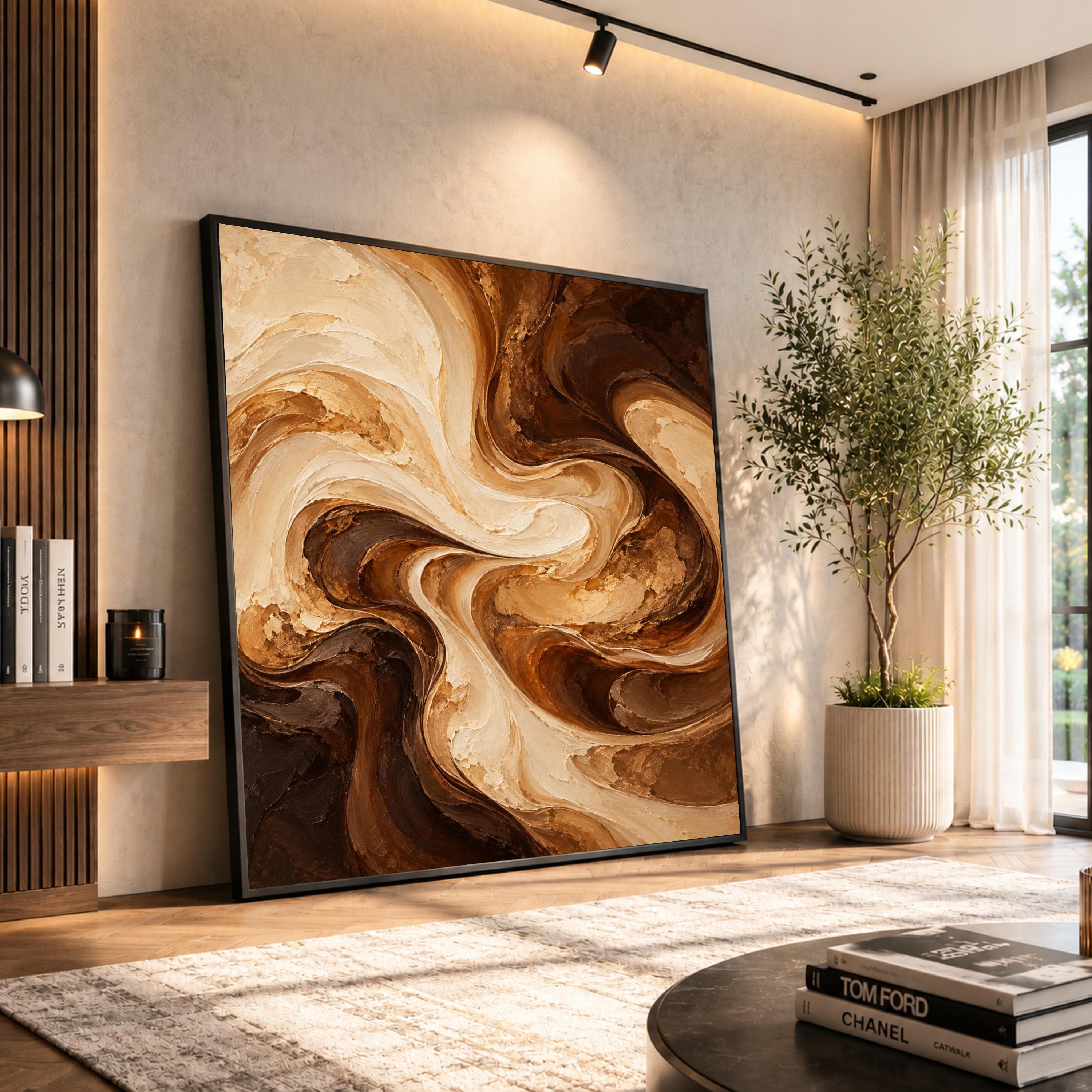 Modern Abstract Canvas Print, Swirling Warm Tones Wall Art for Living Room or Office Decor, Contemporary Home Aesthetic, abstract wall art