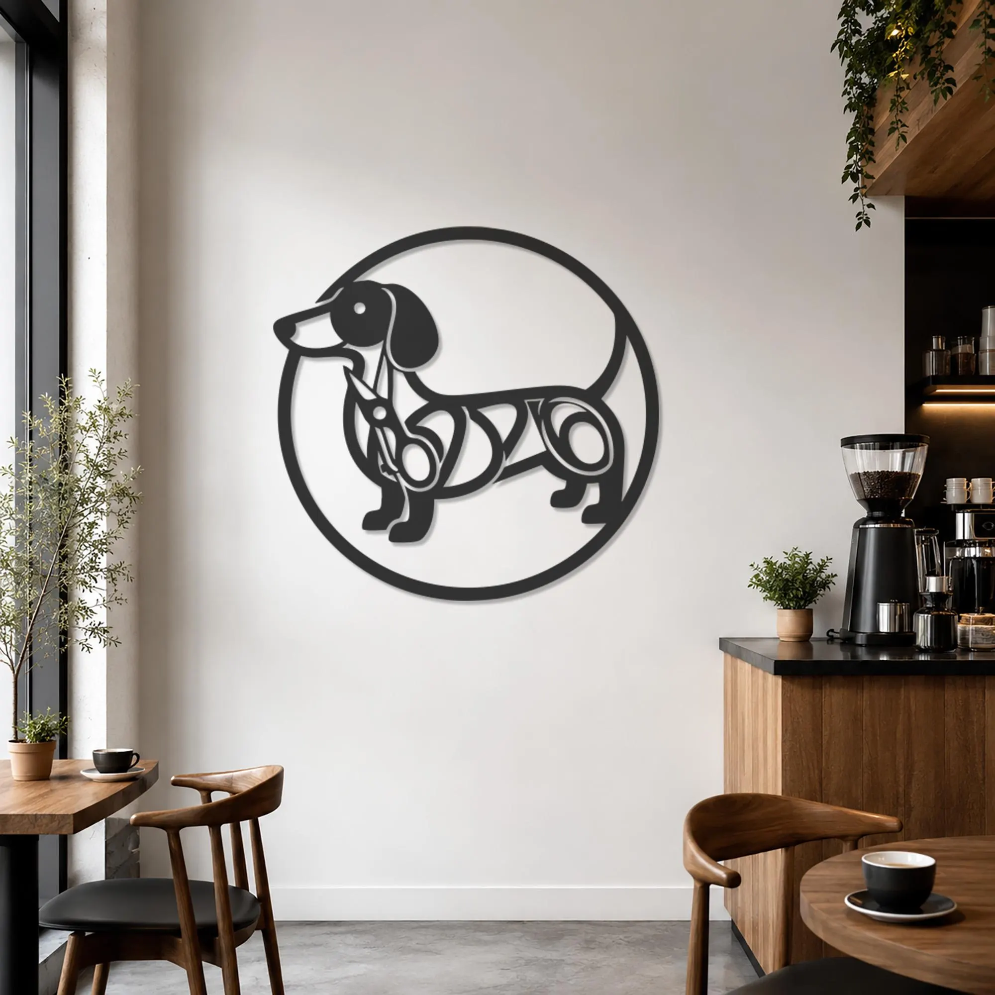 Dachshund Metal Wall Art, Wiener Dog Decor, Sausage Dog Artwork, Pet Lovers Gift, Dog Silhouette Decor, Geometric Art, Modern Metal Wall Art - image 3