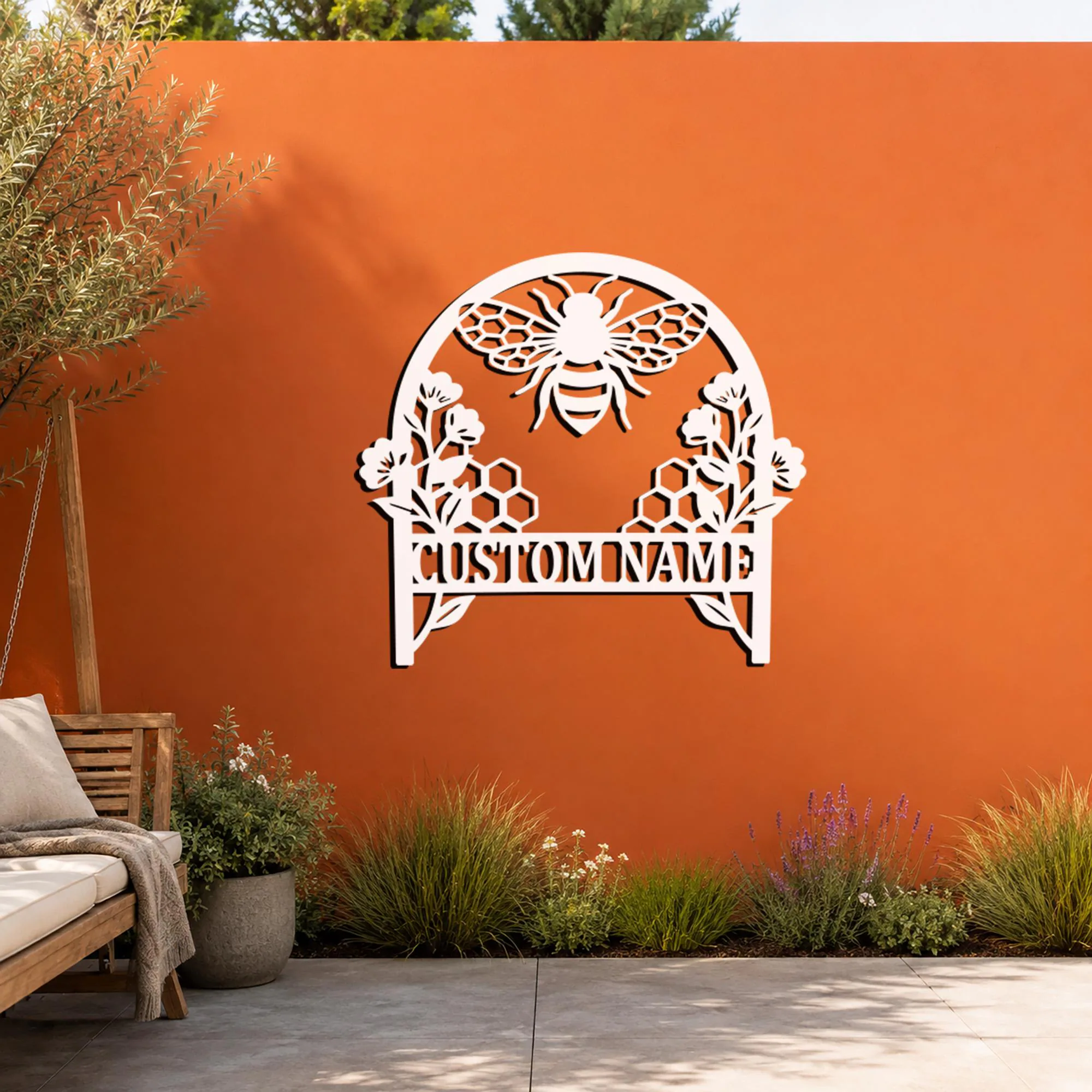 Personalized Bee Metal Wall Art, Custom Last Name Sign, Honeycomb Decor, Beekeeper Gift, Floral Art, Wedding Gifts, Botanical Metal Wall Art - image 5