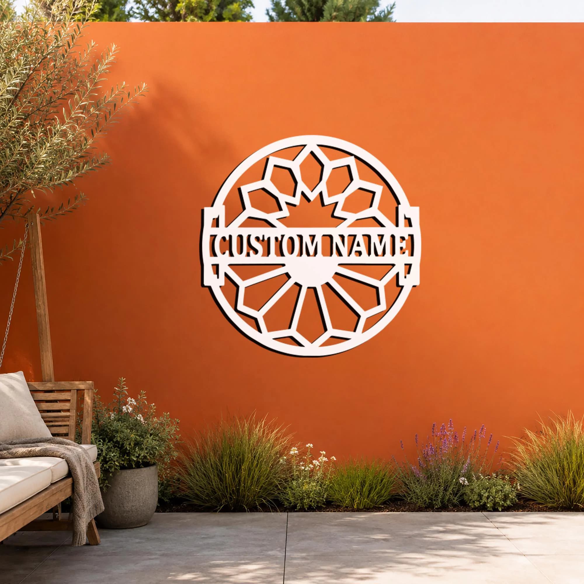 Personalized Lotus Metal Wall Art, Custom Name Sign, Geometric Bloom Decor, Floral Monogram Sign, Yoga Gift, Housewarming Gift, Zen Wall Art - image 5