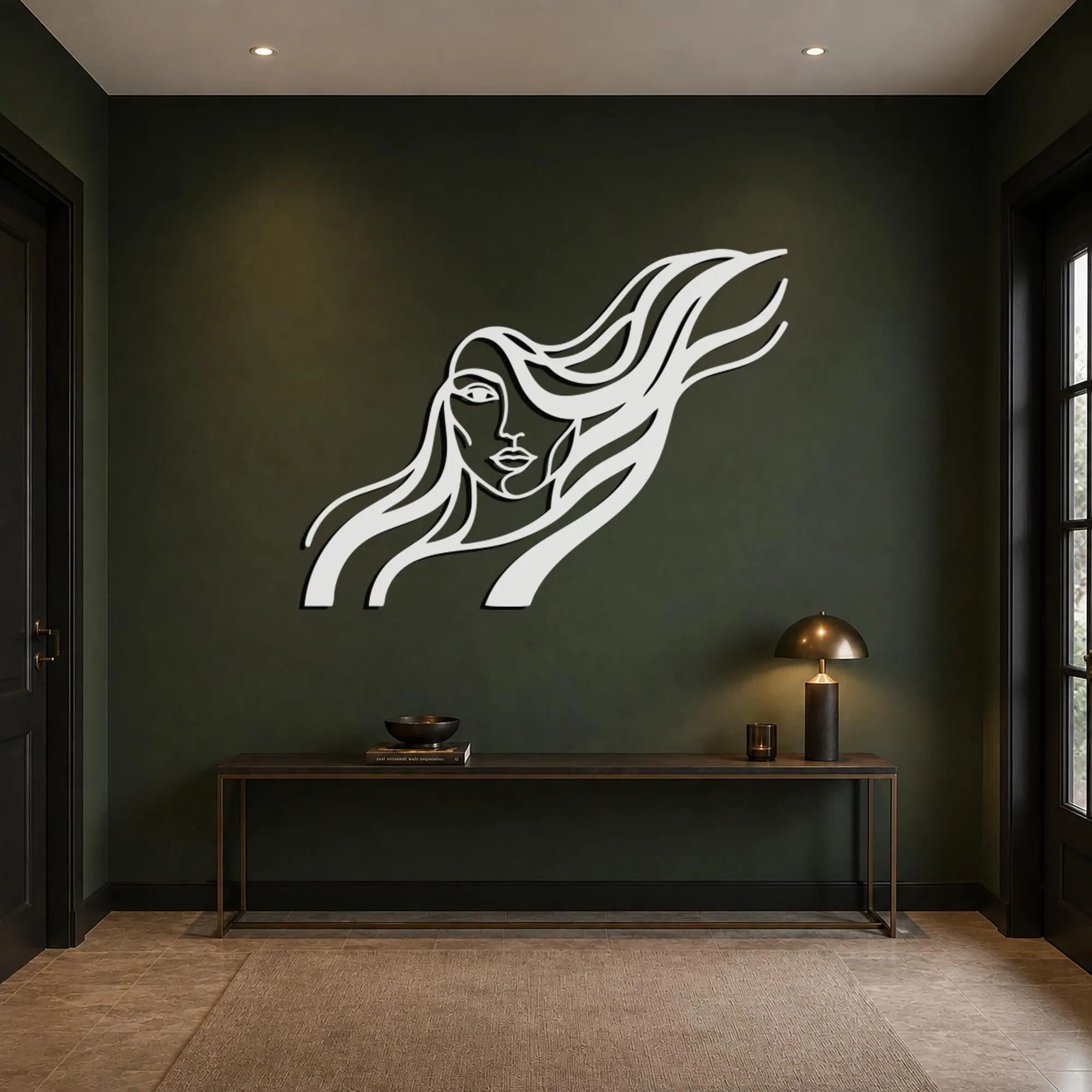 Abstract Woman Metal Wall Art, Female Face Decor, Minimalist Line Artwork, Feminine Portrait, Modern Metal Artwork, Elegant Lady Wall Design - image 3