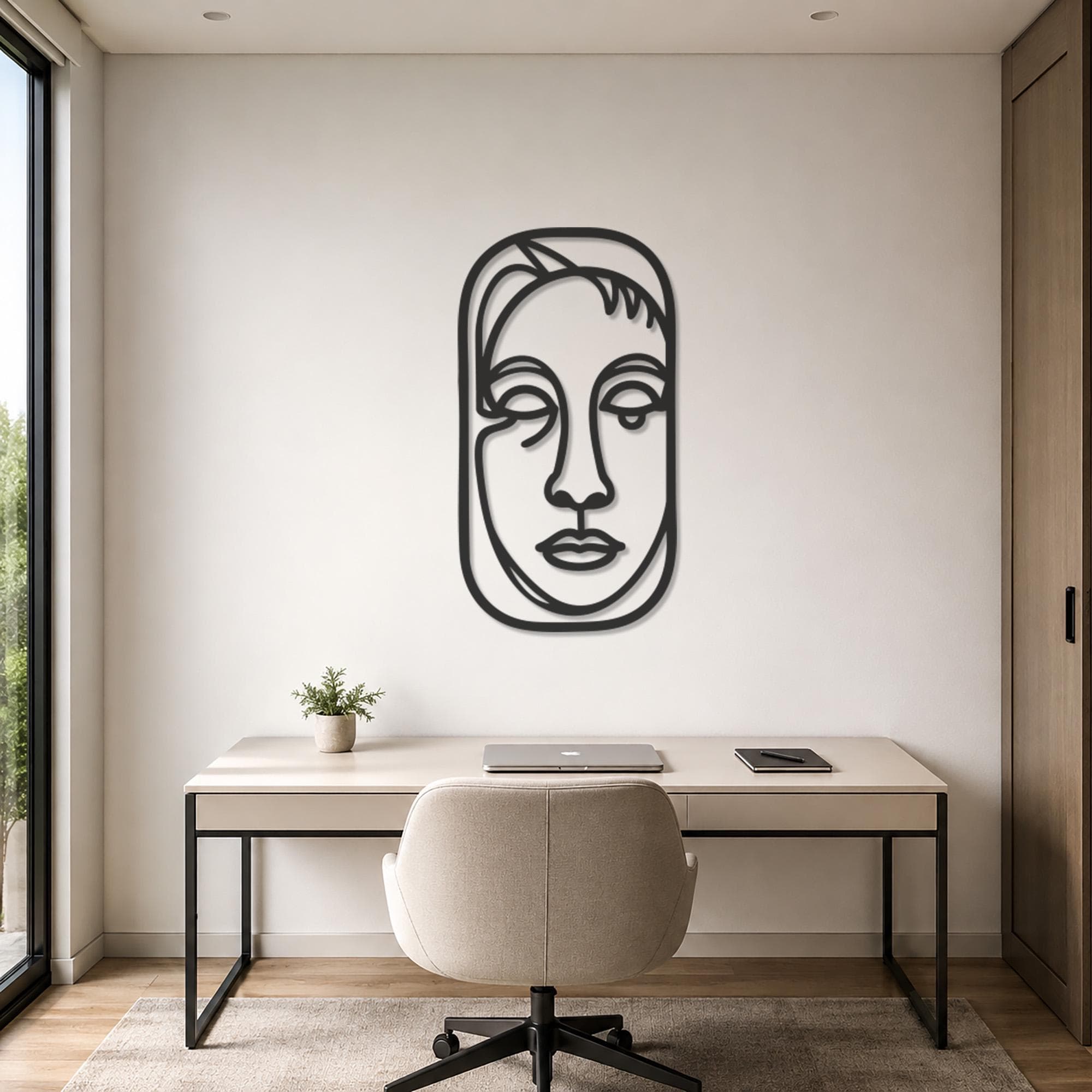 Abstract Face Metal Wall Art, Modern Line Portrait, Minimalist Figure Decor, Contemporary Woman Artwork, Artistic Metal Wall Art, Woman Gift