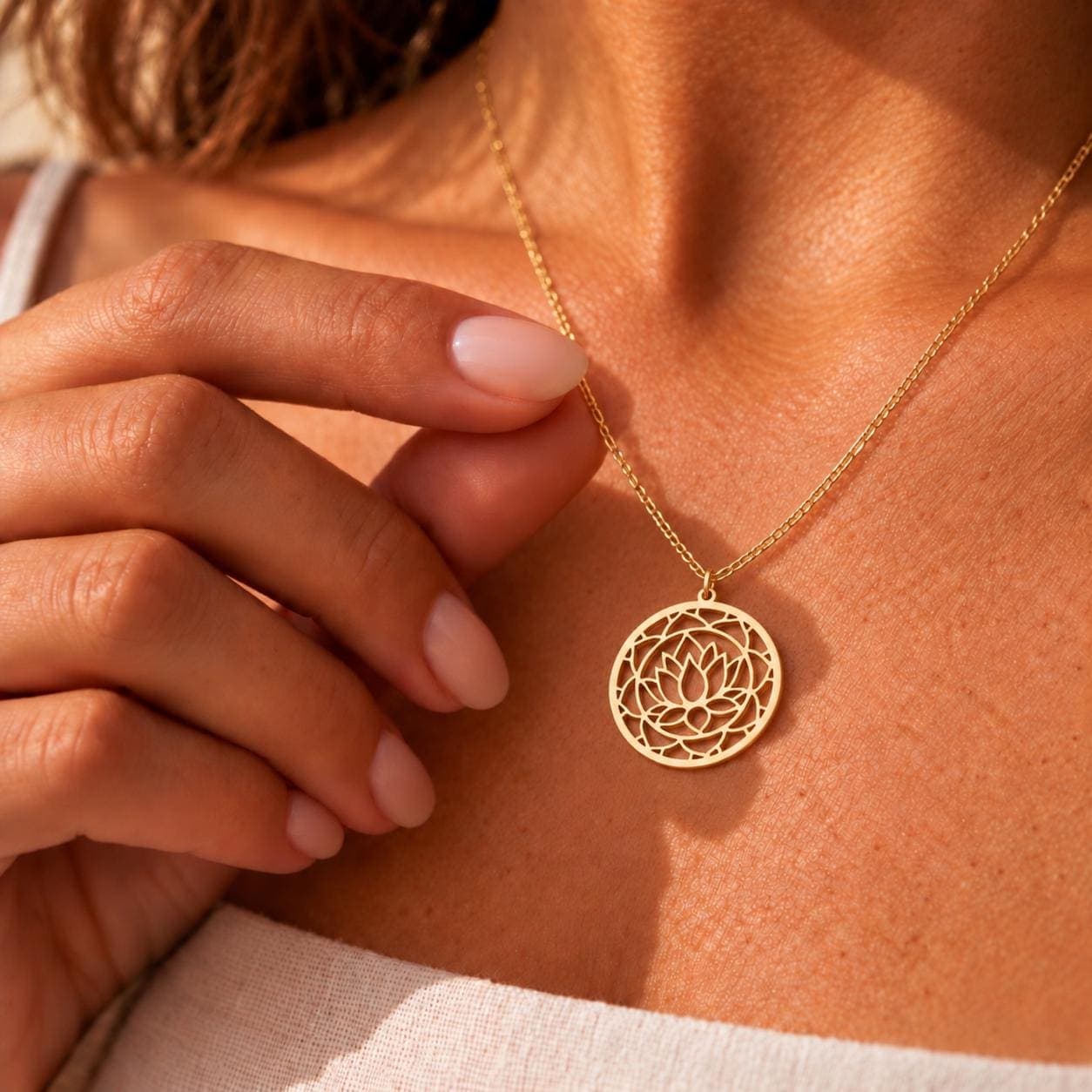 Circle Lotus Necklace, Birthday Jewelry For Women, Yoga Meditation Gift, Spiritual Zen Keepsake - image 3