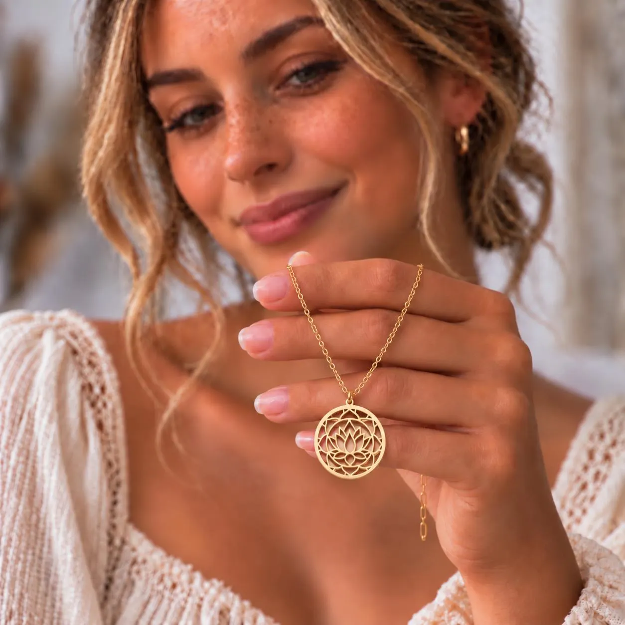 Circle Lotus Necklace, Birthday Jewelry For Women, Yoga Meditation Gift, Spiritual Zen Keepsake - image 4