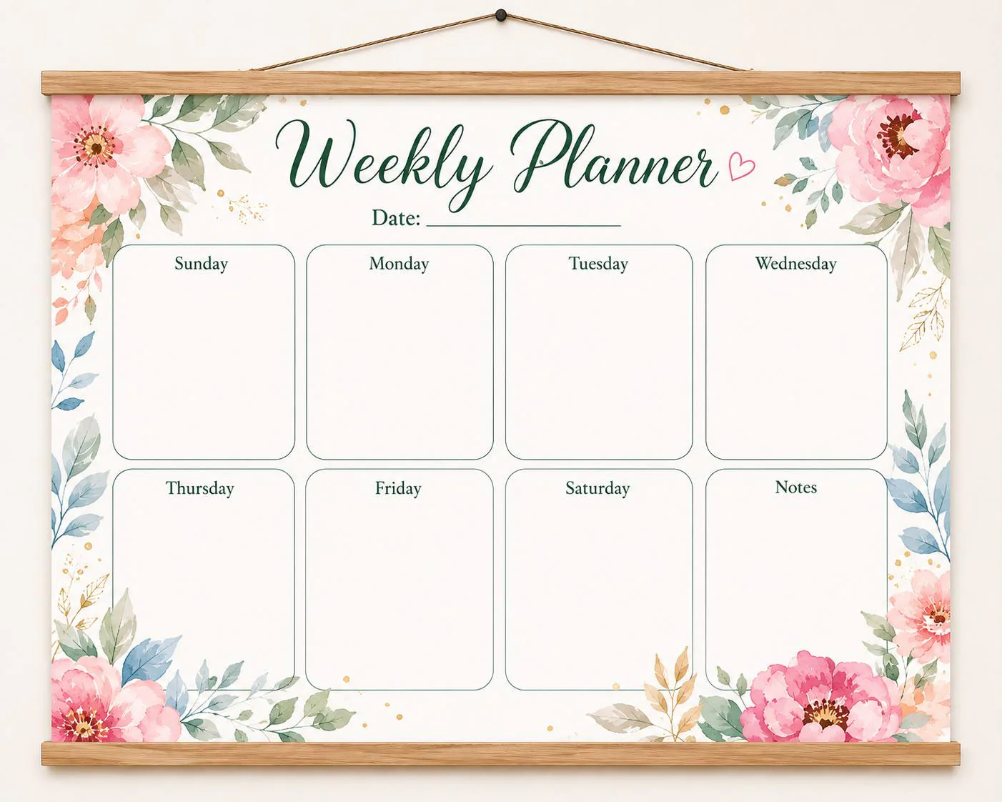 Watercolor Floral Weekly Planner | Botanical Schedule Organizer (Digital Download) - image 3