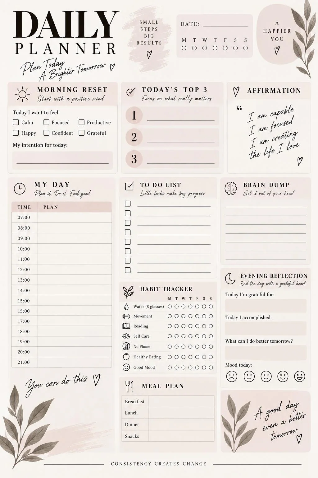 Daily Planner Bundle, Weekly, Habit, Meal, Goal Trackers (PDF Download) - image 5