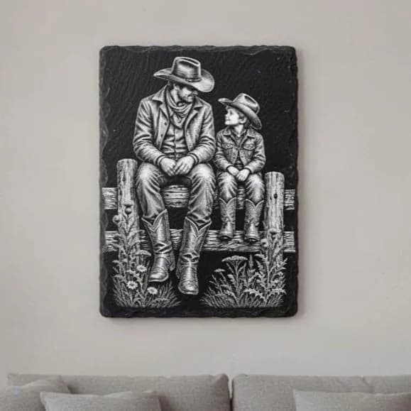 Father and son on fence PNG, Laser Ready, Wood Engraving (Digital Download) - image 5