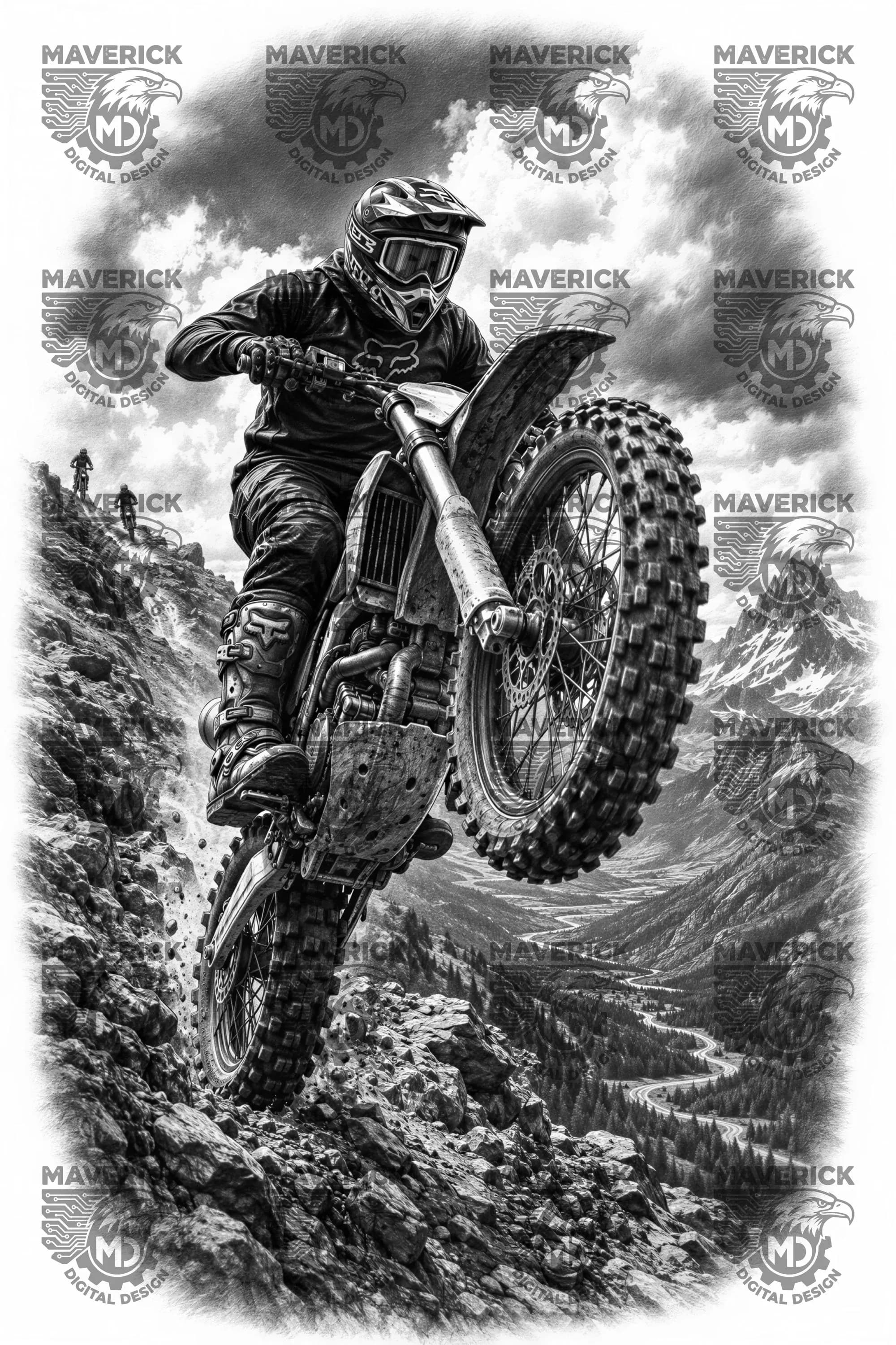 Dirt bike on mountain trail PNG, Laser Ready, Wood Engraving (Digital Download) - image 3