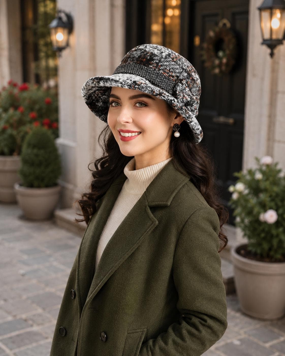 Ladies' autumn and winter bow top hat, thickened warm woolen casual fisherman hat - image 3