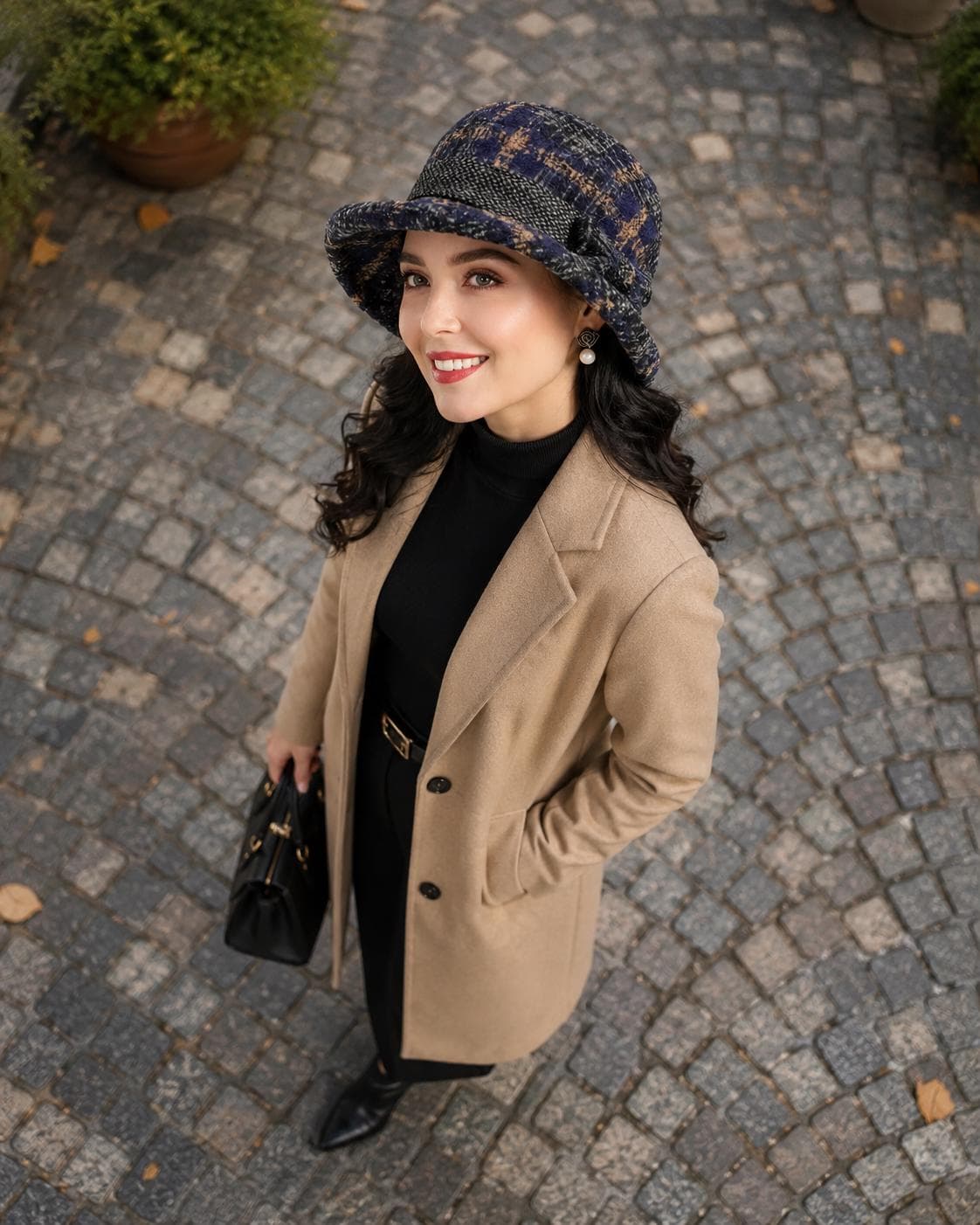 Ladies' autumn and winter bow top hat, thickened warm woolen casual fisherman hat - image 5