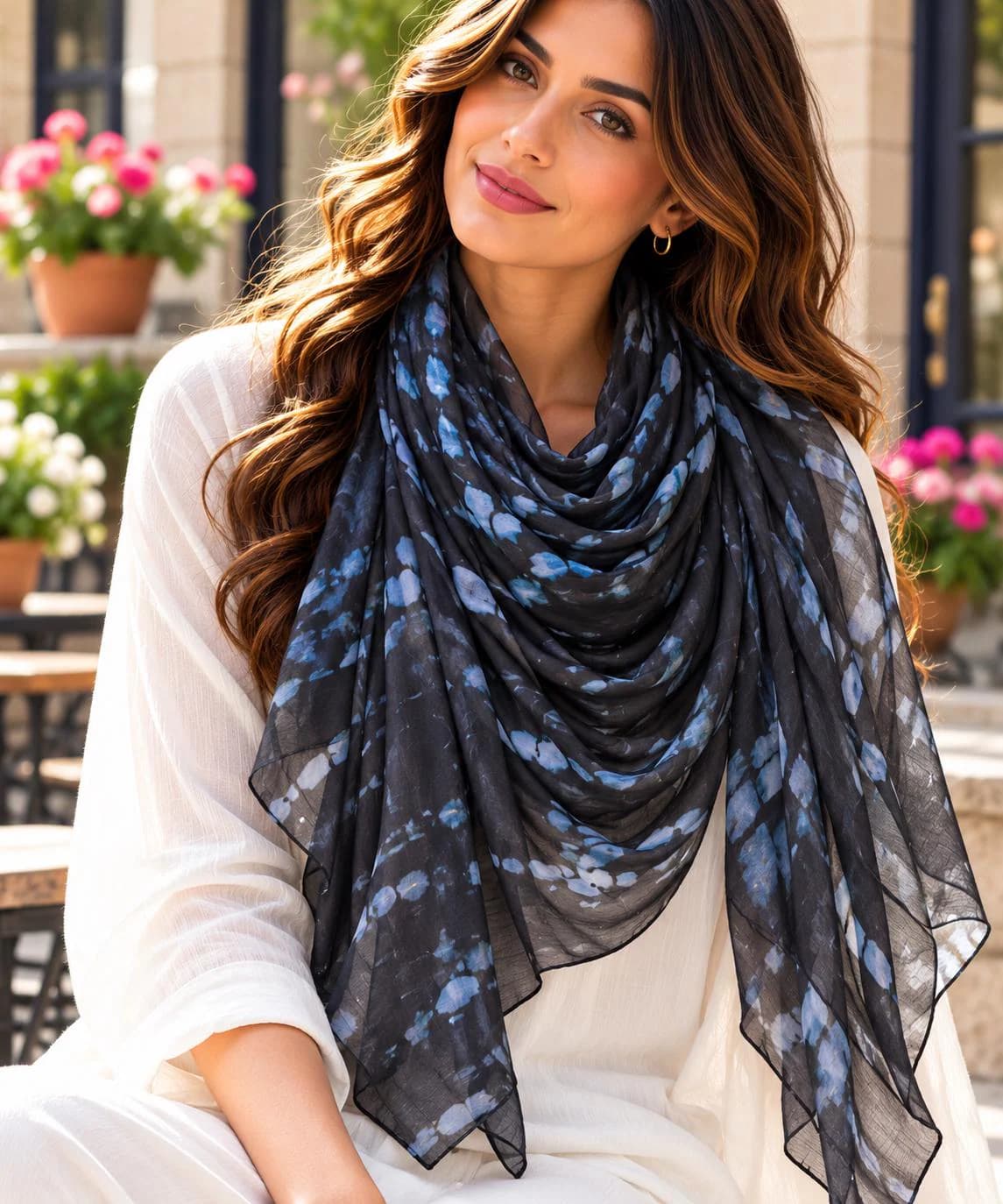 Watercolor Floral Modal Hijab Scarf, Lightweight Breathable Shawl for Modest Wear - image 4