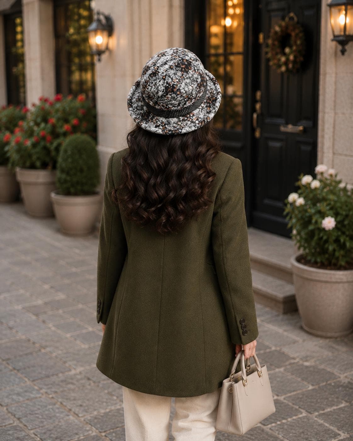 Ladies' autumn and winter bow top hat, thickened warm woolen casual fisherman hat - image 4