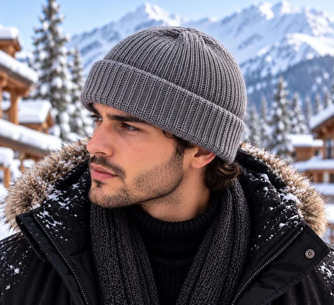 Unisex Short Knit Beanie, Warm Winter Skull Cap, Casual Hip Hop Style Wool Hat