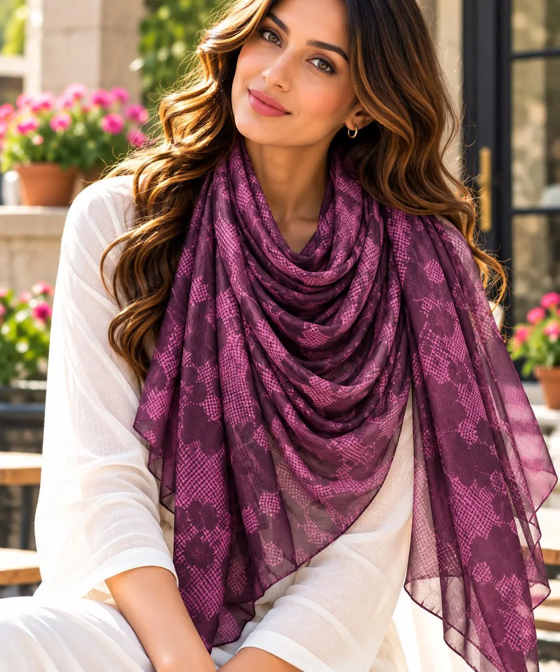Watercolor Floral Modal Hijab Scarf, Lightweight Breathable Shawl for Modest Wear - image 3