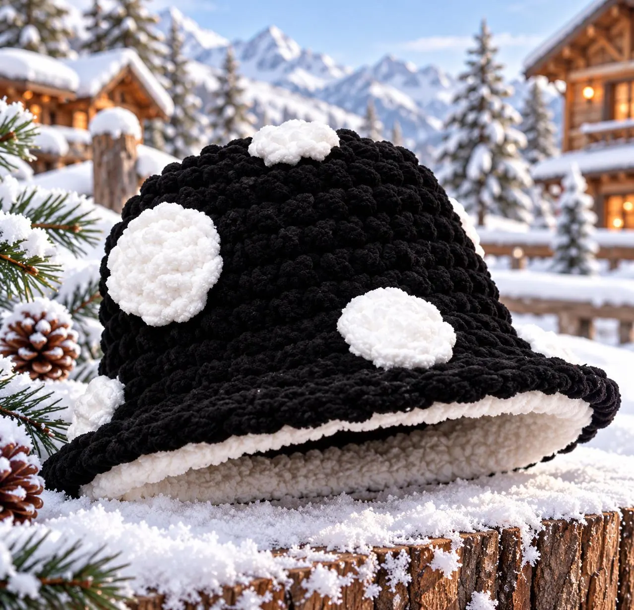 Whimsical Crochet Bucket Cap, Cozy Textured Fisherman Hat, Playful Halloween Costume Headwear - image 5