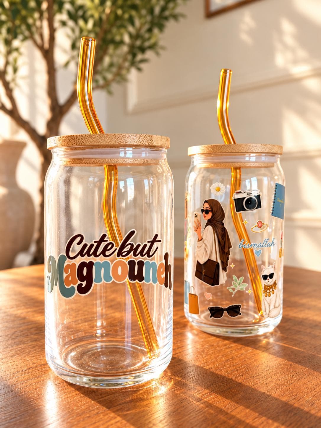 Cute But Magnouneh Glass Coffee Cup | Glass Tumbler | Arab Middle Eastern Cup | 16oz - image 3