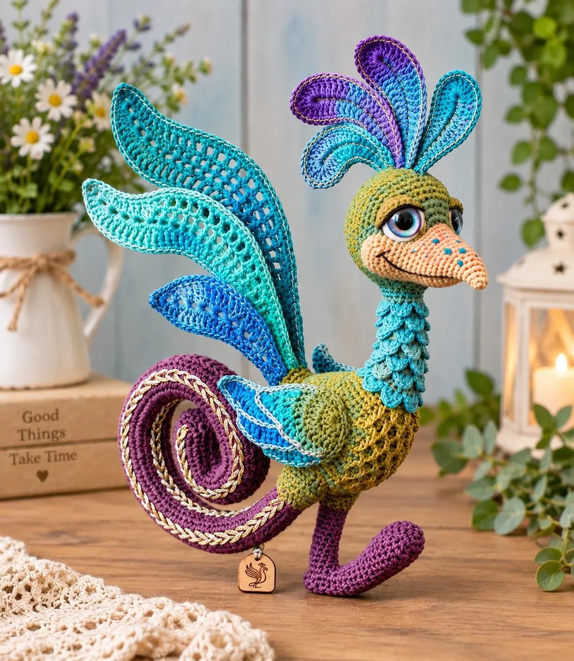 Aurora Plume-Crest Bird Crochet Pattern, Wire-Armature Amigurumi Sculpture (PDF) - image 4