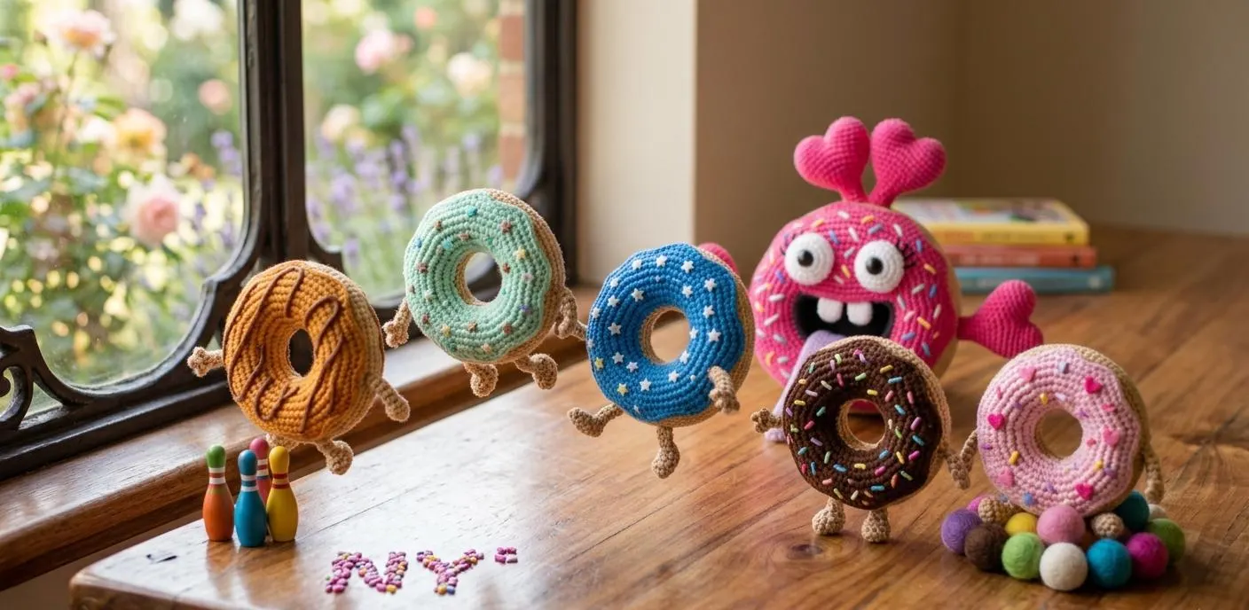 Kawaii Donut Monster Amigurumi Crochet Pattern, Sprinkle Details (Digital Download) - image 4