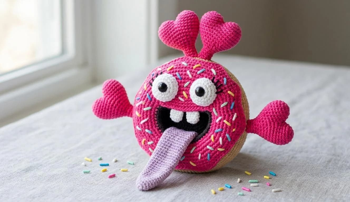 Kawaii Donut Monster Amigurumi Crochet Pattern, Sprinkle Details (Digital Download) - image 5