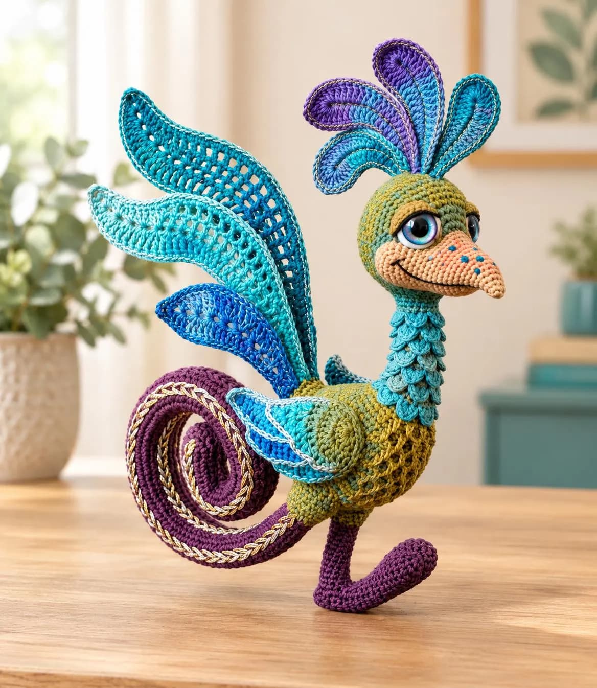 Aurora Plume-Crest Bird Crochet Pattern, Wire-Armature Amigurumi Sculpture (PDF) - image 3