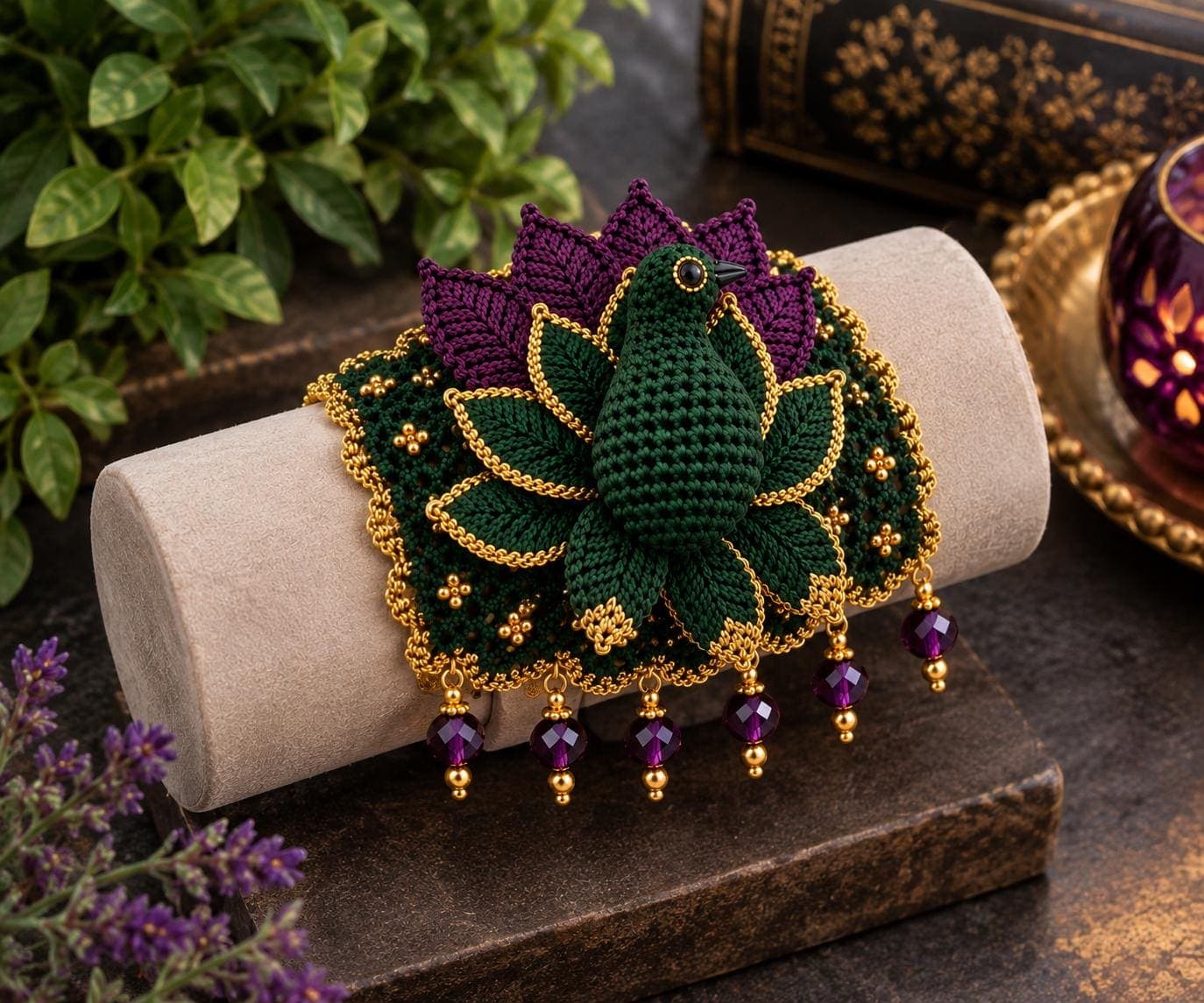 Gothic Feather Cuff Crochet Pattern, Raven Plume Wristband, Dark Boho Jewelry (Digital Download) - image 3