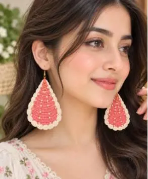 Crochet Beaded Drop Earrings Pattern, Citrus Slice Design (PDF) - image 3