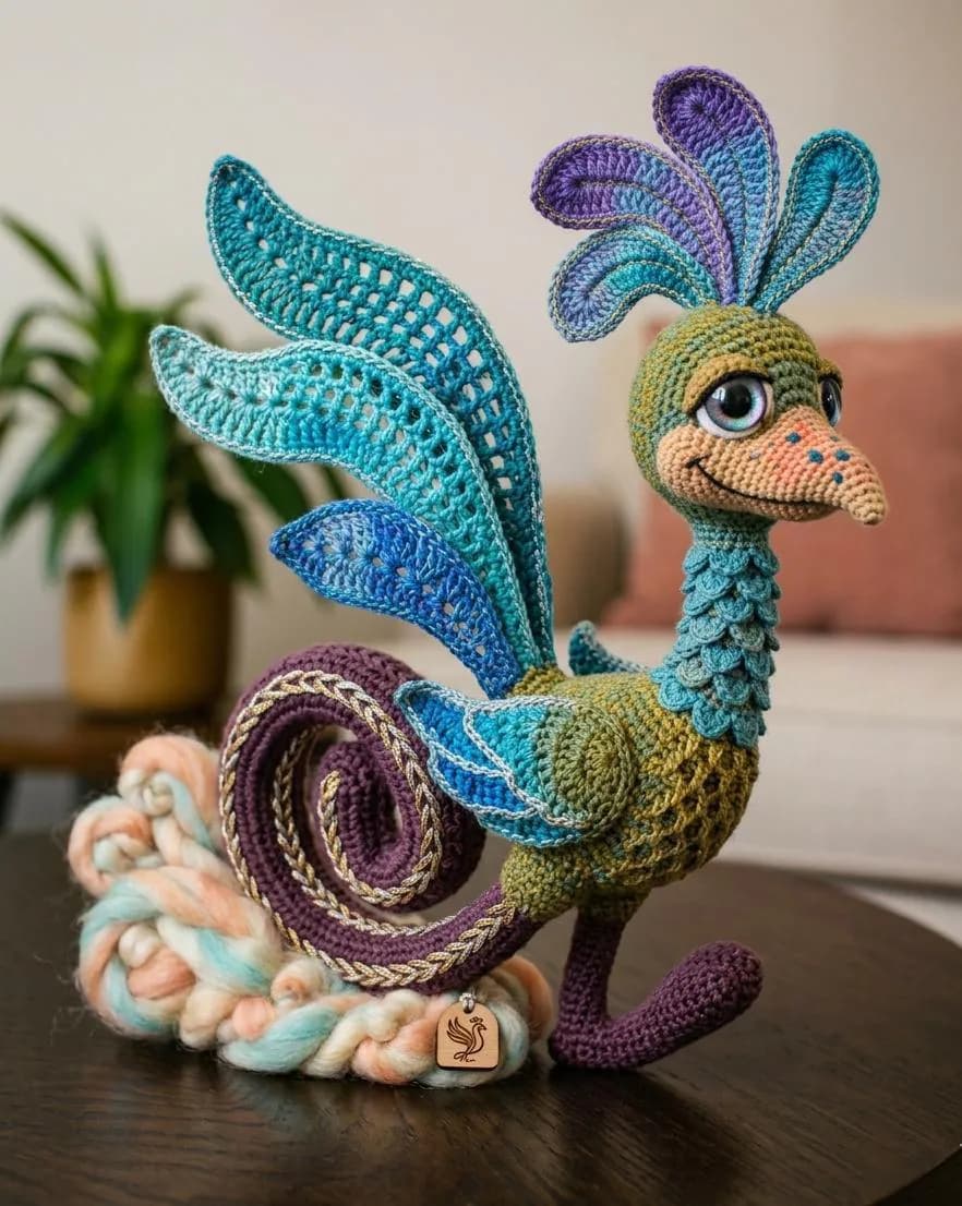 Aurora Plume-Crest Bird Crochet Pattern, Wire-Armature Amigurumi Sculpture (PDF) - image 5