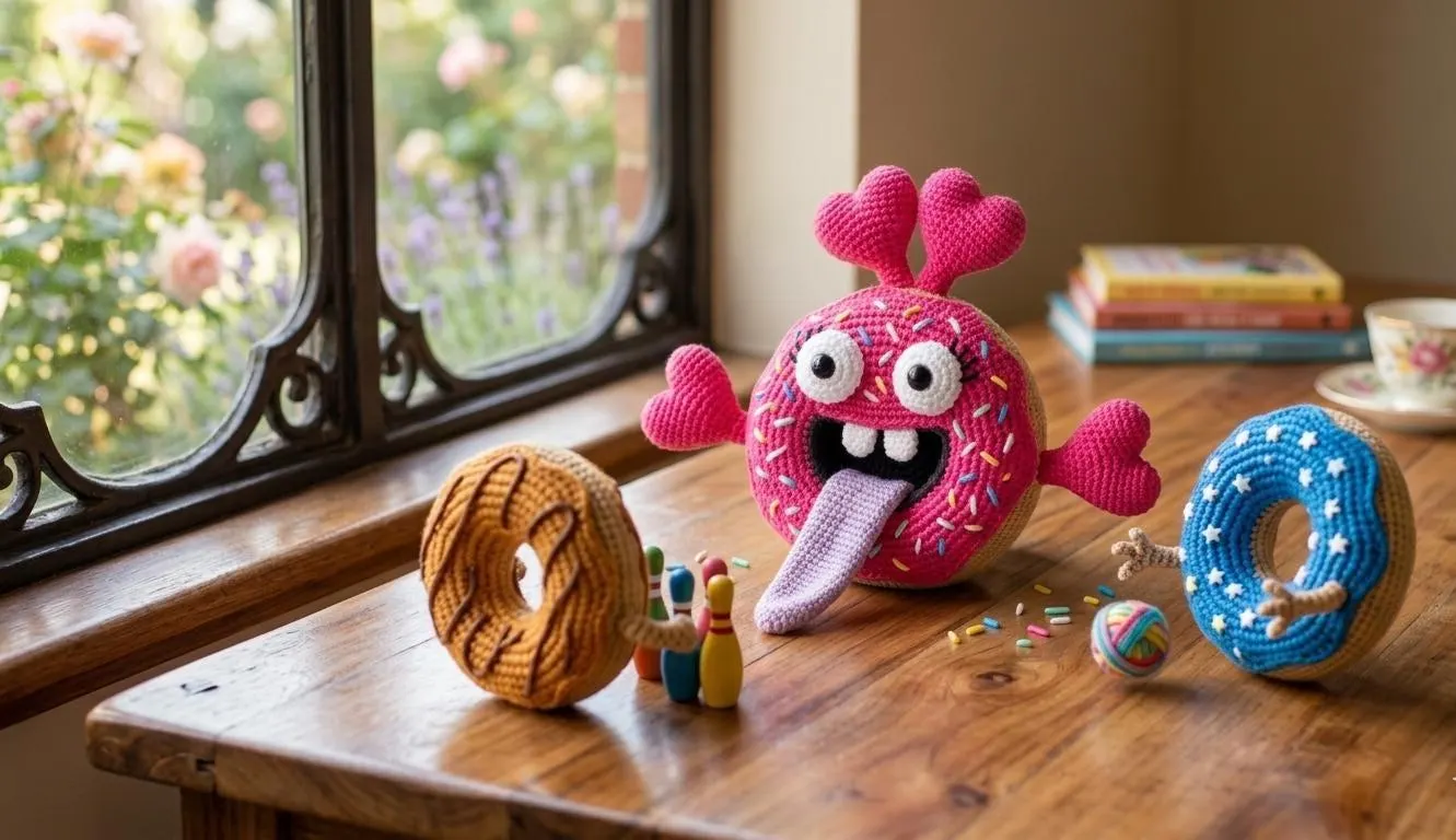 Kawaii Donut Monster Amigurumi Crochet Pattern, Sprinkle Details (Digital Download) - image 3