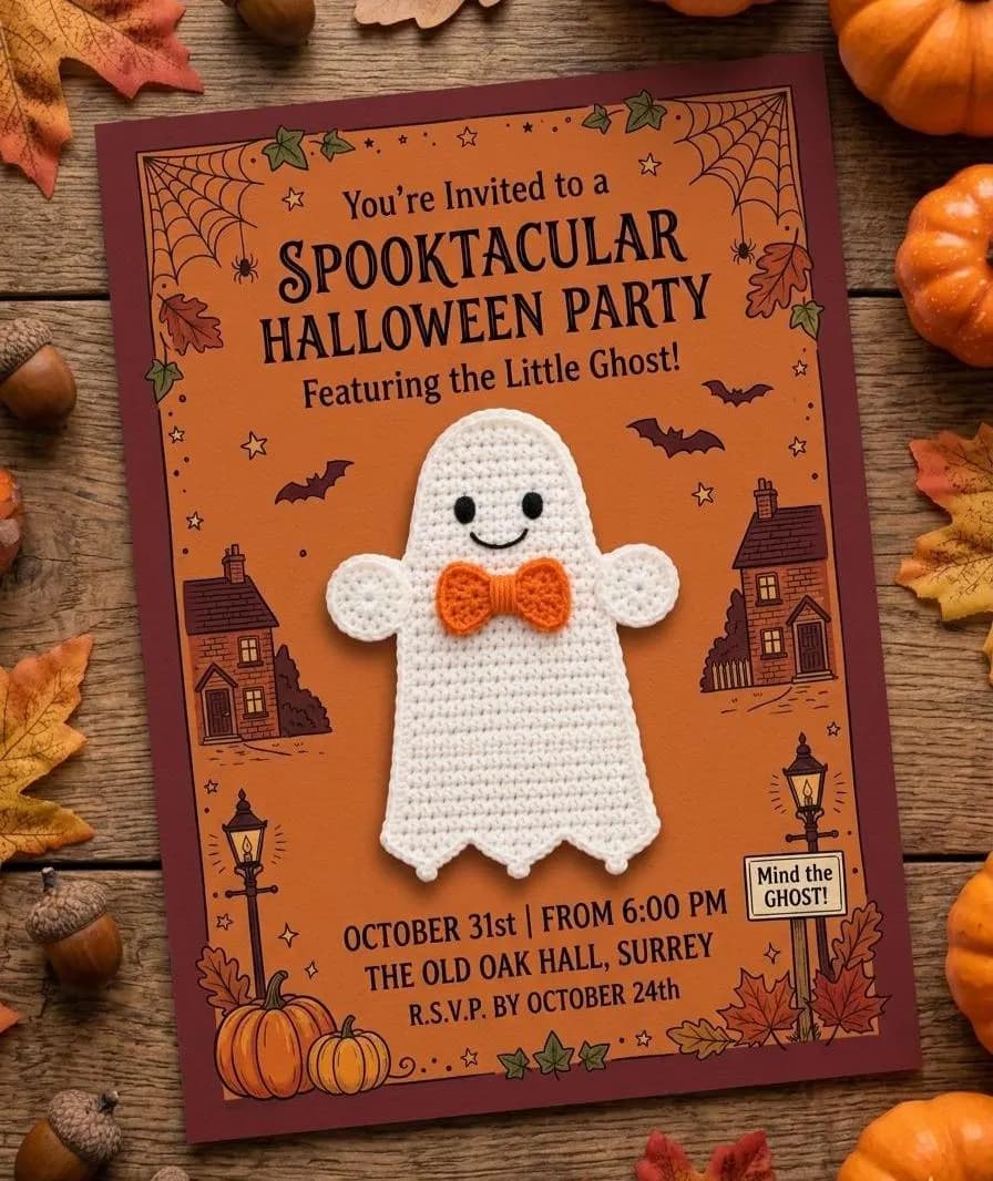 Little Ghost Crochet Appliqué Pattern, Halloween Decor (PDF) - image 5