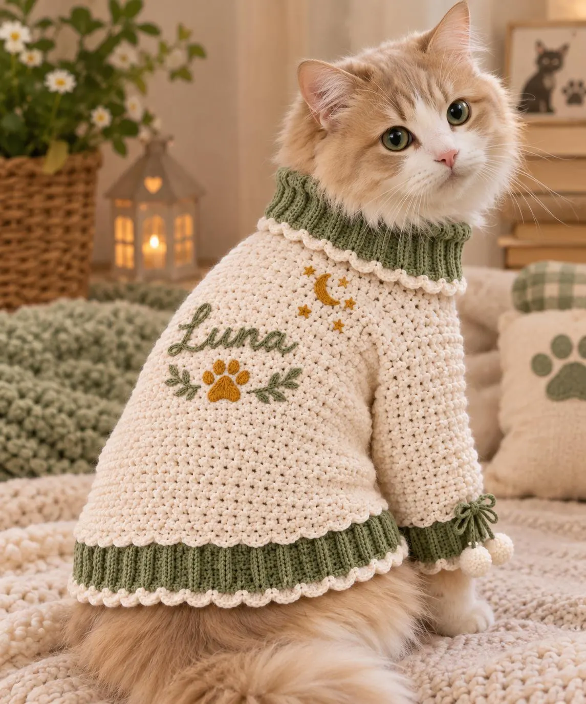 Celestial Meadow Cat Sweater Pattern, Personalized Crochet Pet Clothing (PDF) - image 3