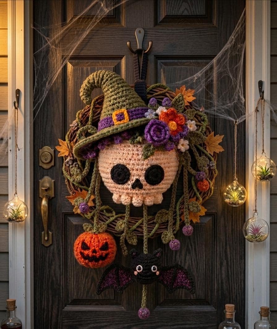 Witch Skull Amigurumi Crochet Pattern, Halloween Wall Hanger (Digital Download) - image 5