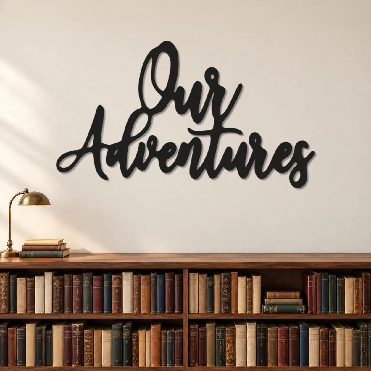 Adventure Quote Art, Our Adventures Lettering, Flowing Script Design, Journey Wall Sculpture, Handwritten Style Artwork, Graphic Metal Decor - image 3