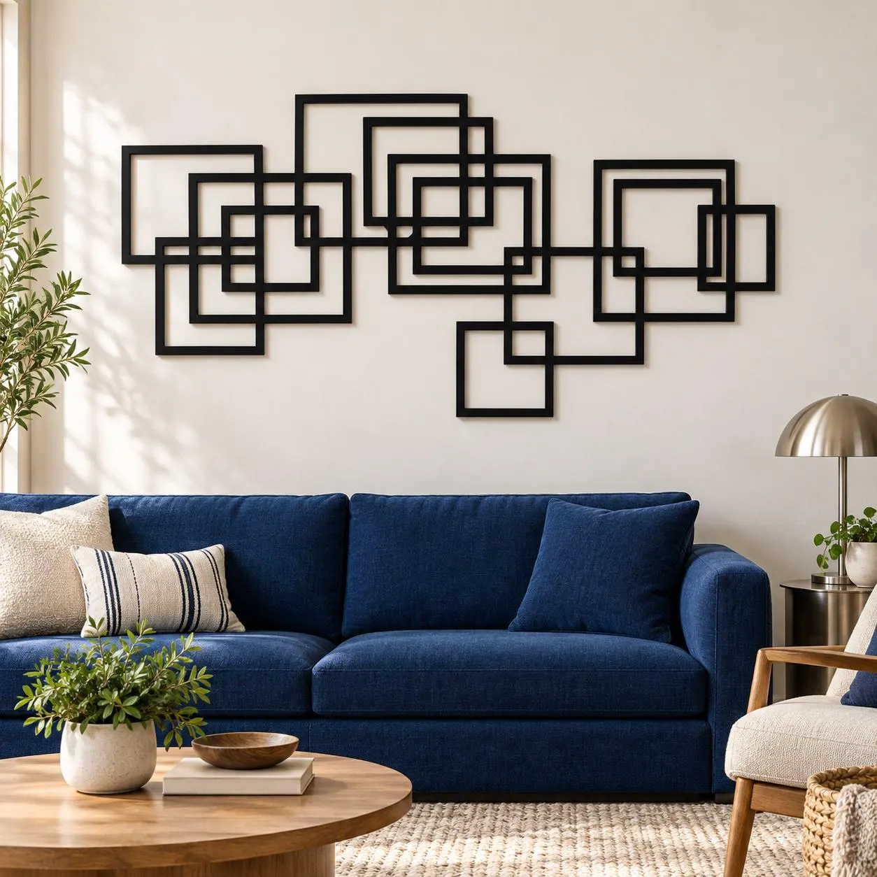 Square Metal Art, Overlapping Frame Pattern, Modern Wall Sculpture, Open Shape Composition, Contemporary Abstract Artwork, Design Lover Gift