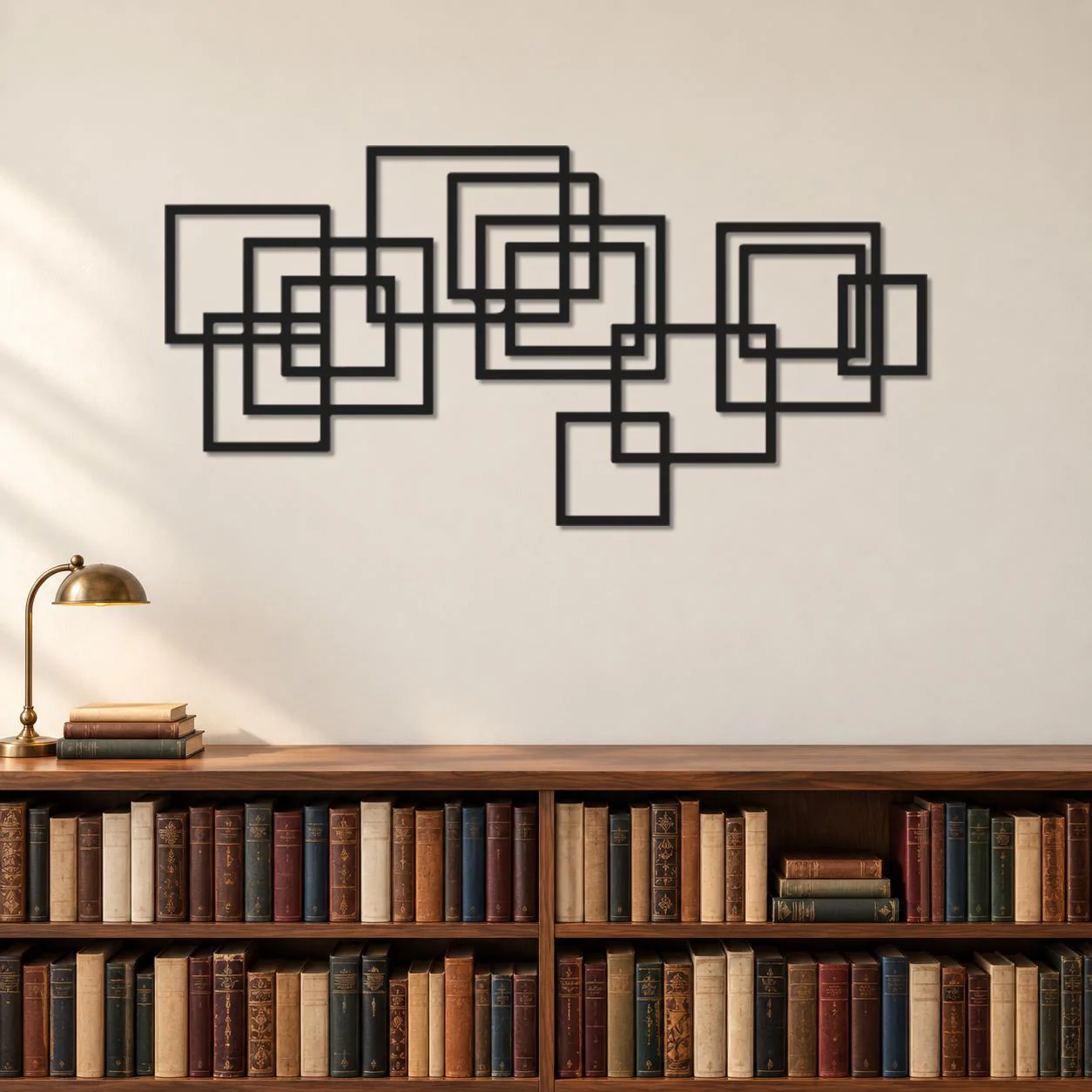 Square Metal Art, Overlapping Frame Pattern, Modern Wall Sculpture, Open Shape Composition, Contemporary Abstract Artwork, Design Lover Gift - image 3