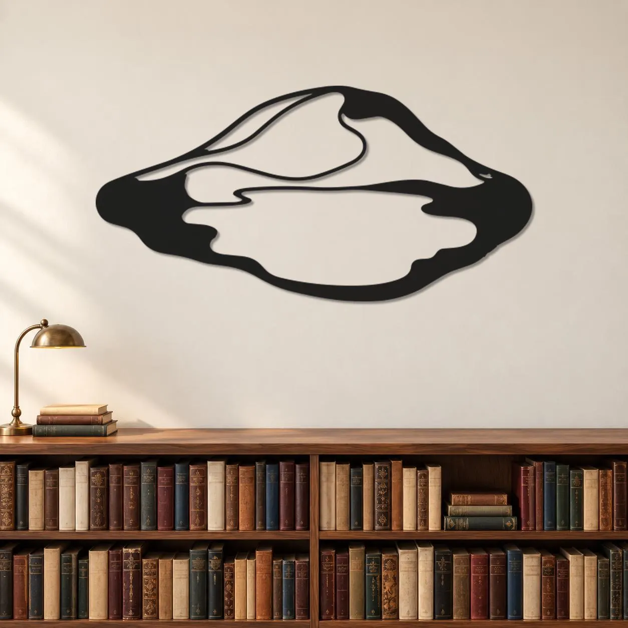 Mountain Reflection Art, Lake Outline Design, Curved Water Shape, Minimalist Scenic Decor, Outdoor Lover Gift, Wall Sculpture, Metal Artwork - image 3