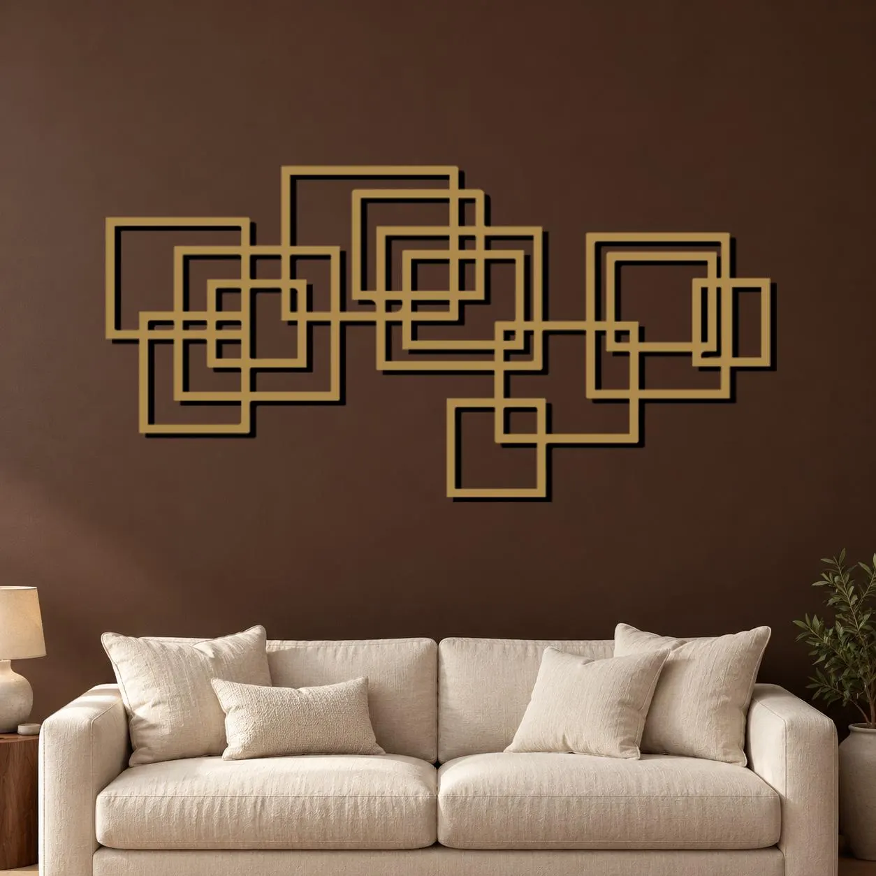 Square Metal Art, Overlapping Frame Pattern, Modern Wall Sculpture, Open Shape Composition, Contemporary Abstract Artwork, Design Lover Gift - image 5