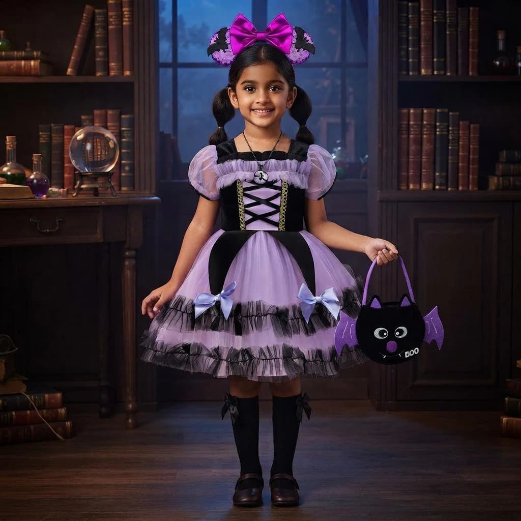 Purple Tulle Witch Tutu Dress, Halloween Party Costume for Girls - image 5