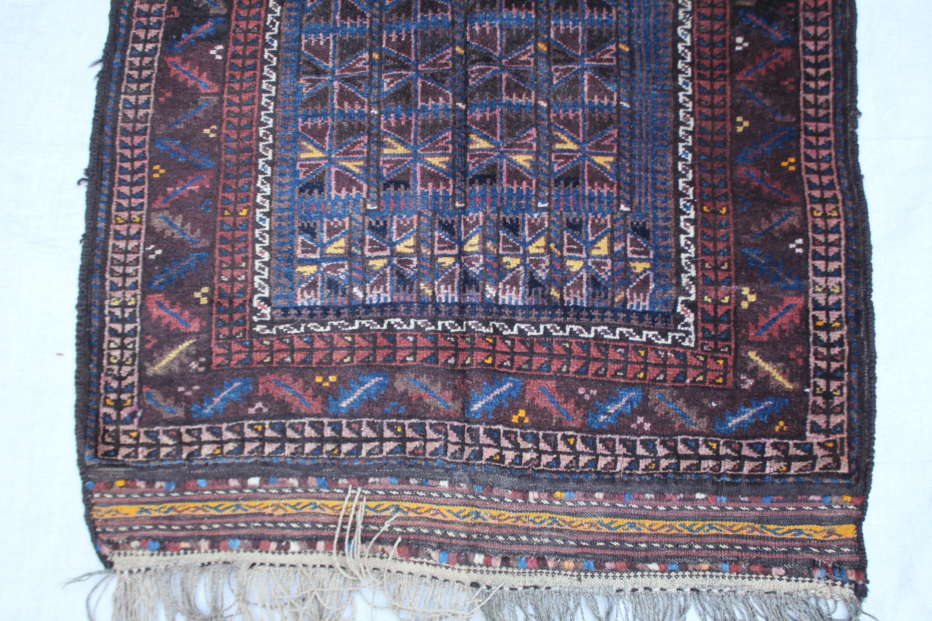 Handmade Afghan Wool Kilim Rug, Charcoal Black Geometric Tribal Accent (2.10 x 4 FT) - image 3