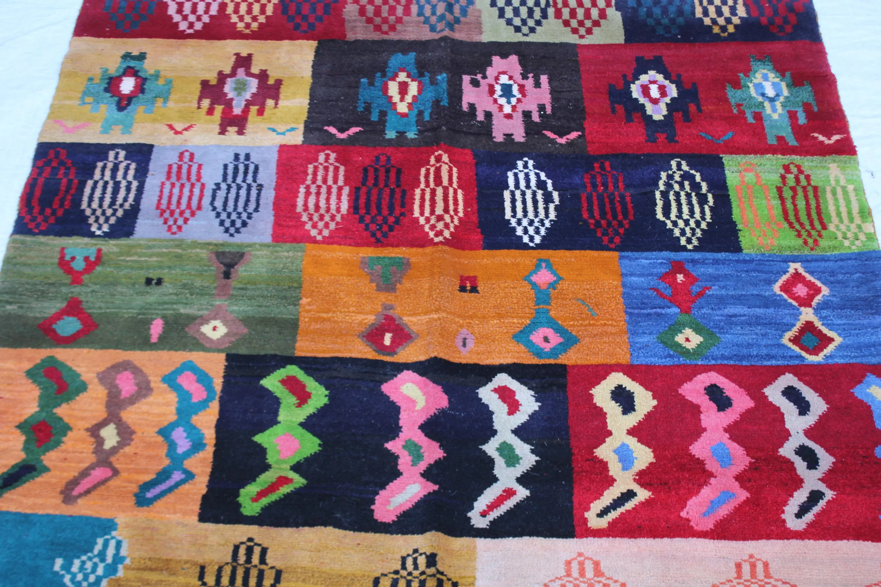 Handmade Afghan Wool Kilim Rug, Tribal Geometric Carpet (4.1 x 5.11 ft) - image 3