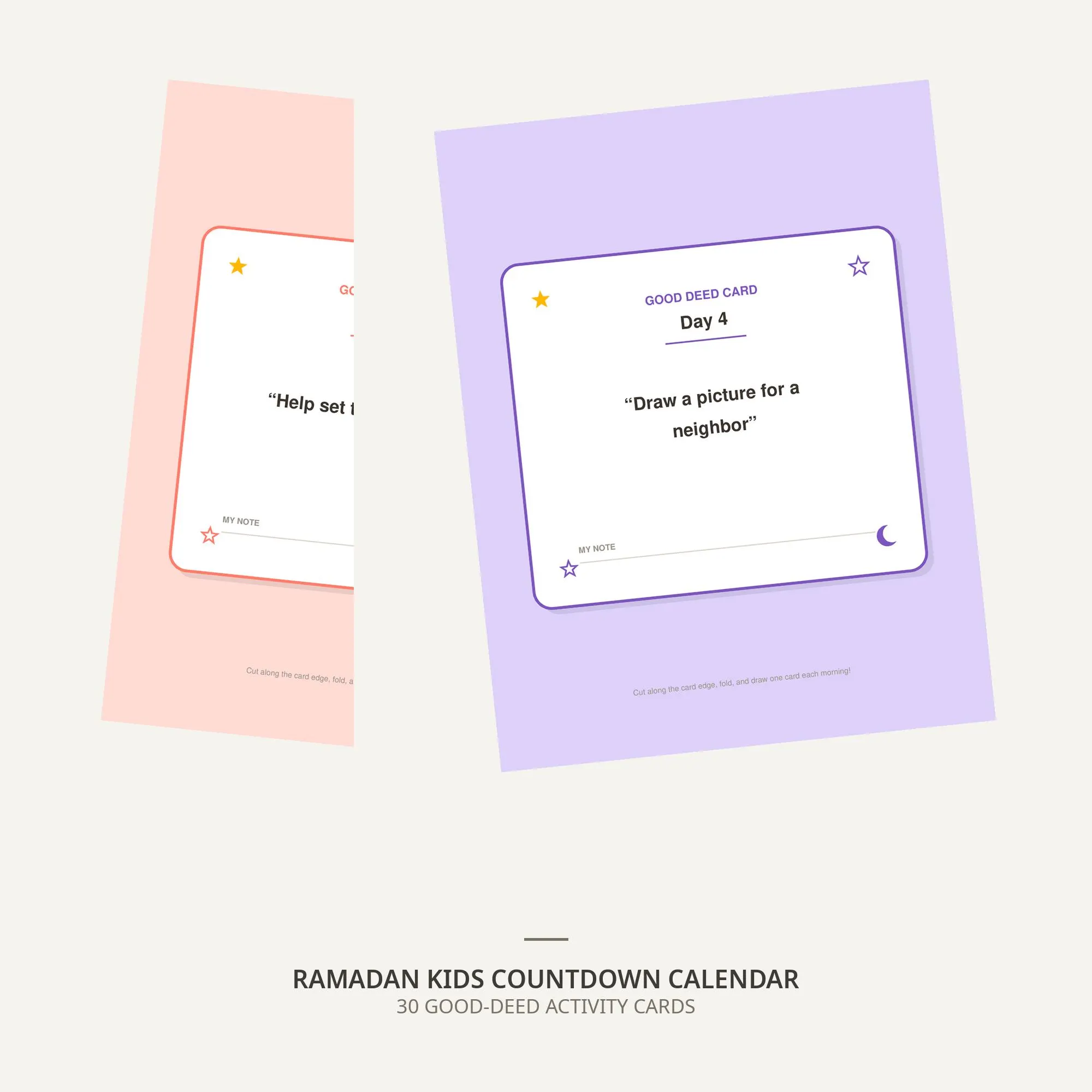 Ramadan Countdown Calendar for Kids, 30 Day Ramadan Calendar, Good Deed Cards, Ramadan Activity for Children, My First Fast Certificate - image 4