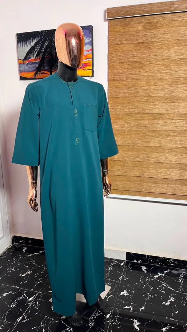 Men's Teal Jalabiya, Traditional African Thobe, Long Kaftan Robe (Made to Order) - image 3