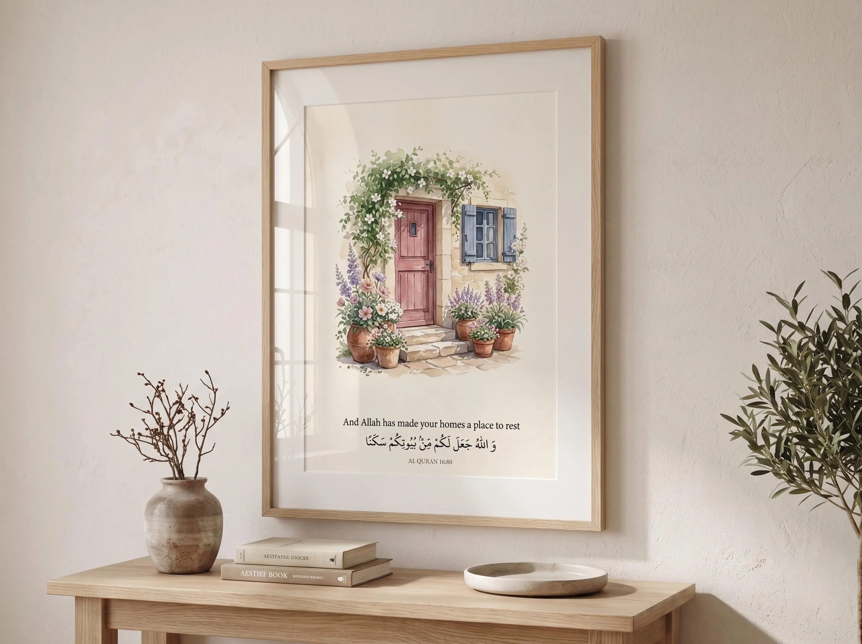 Quran Verse Islamic Wall Art, Allah Made Your Homes a Place to Rest, Muslim Housewarming Gift, Islamic Floral Entryway Art, Digital Download - image 3