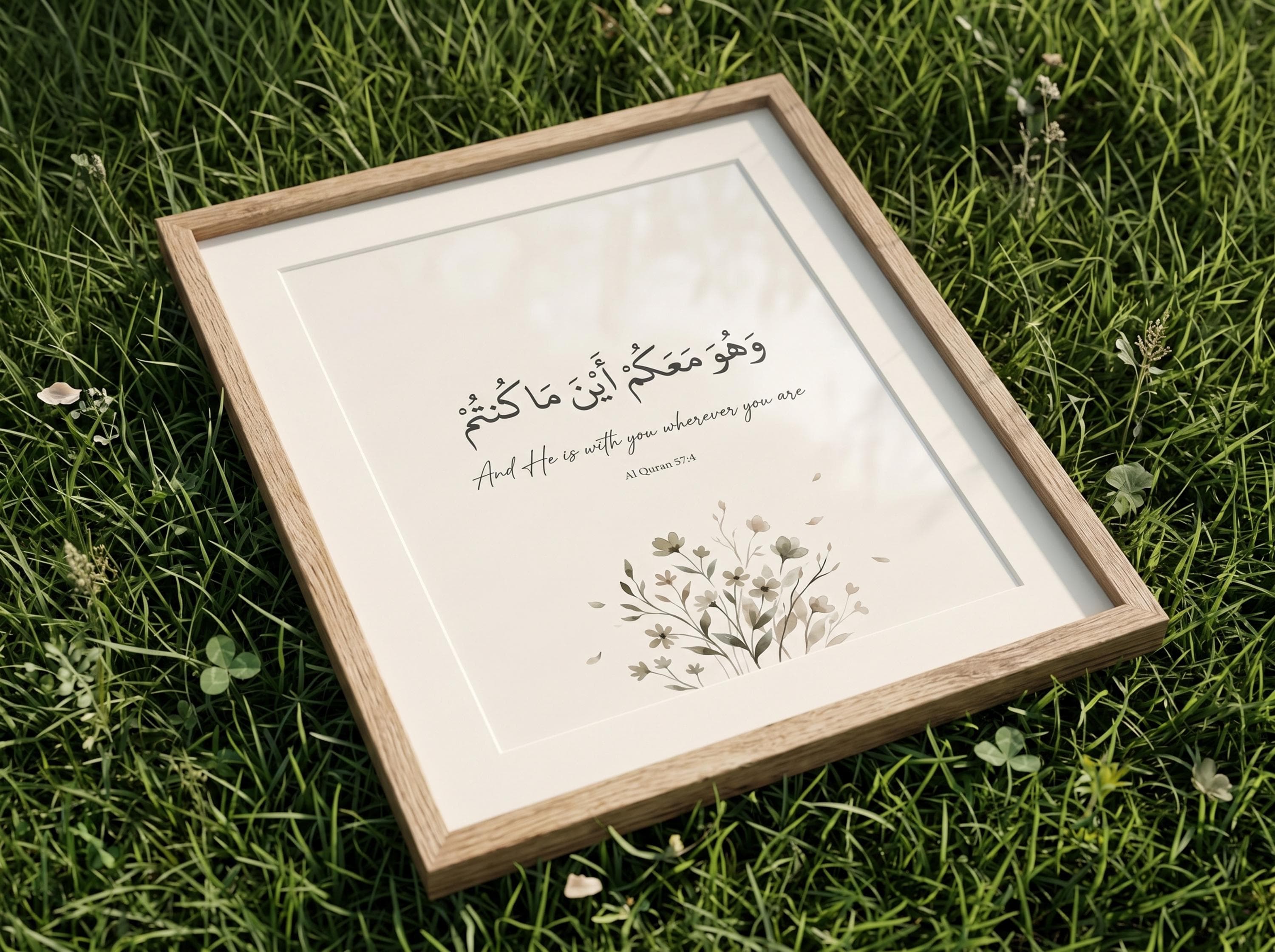 Quran 57:4 Islamic Wall Art | He Is With You Wherever You Are | Surah Al-Hadid | Neutral Muslim Home Decor | Arabic Calligraphy Printable - image 5