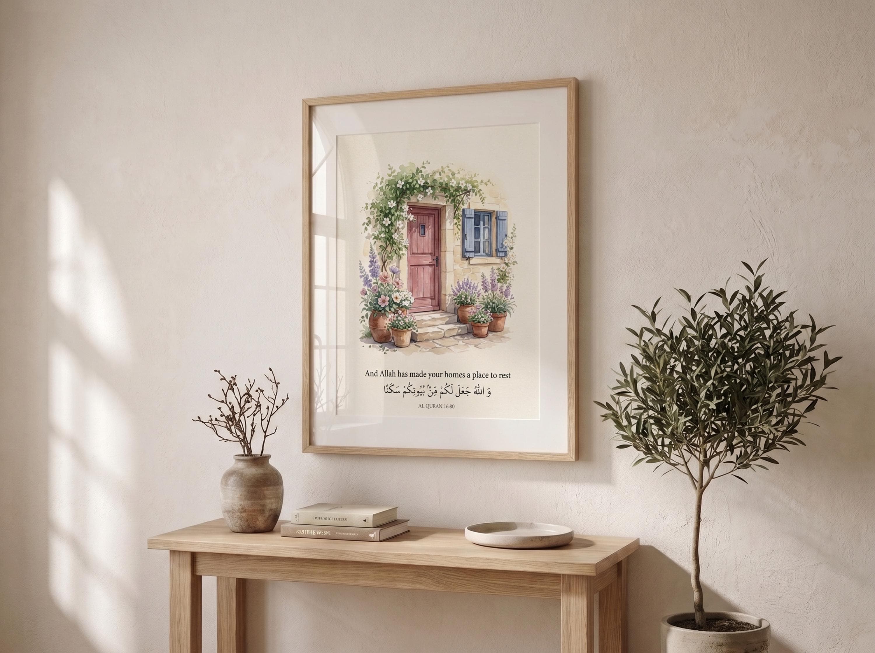 Quran Verse Islamic Wall Art, Allah Made Your Homes a Place to Rest, Muslim Housewarming Gift, Islamic Floral Entryway Art, Digital Download - image 5