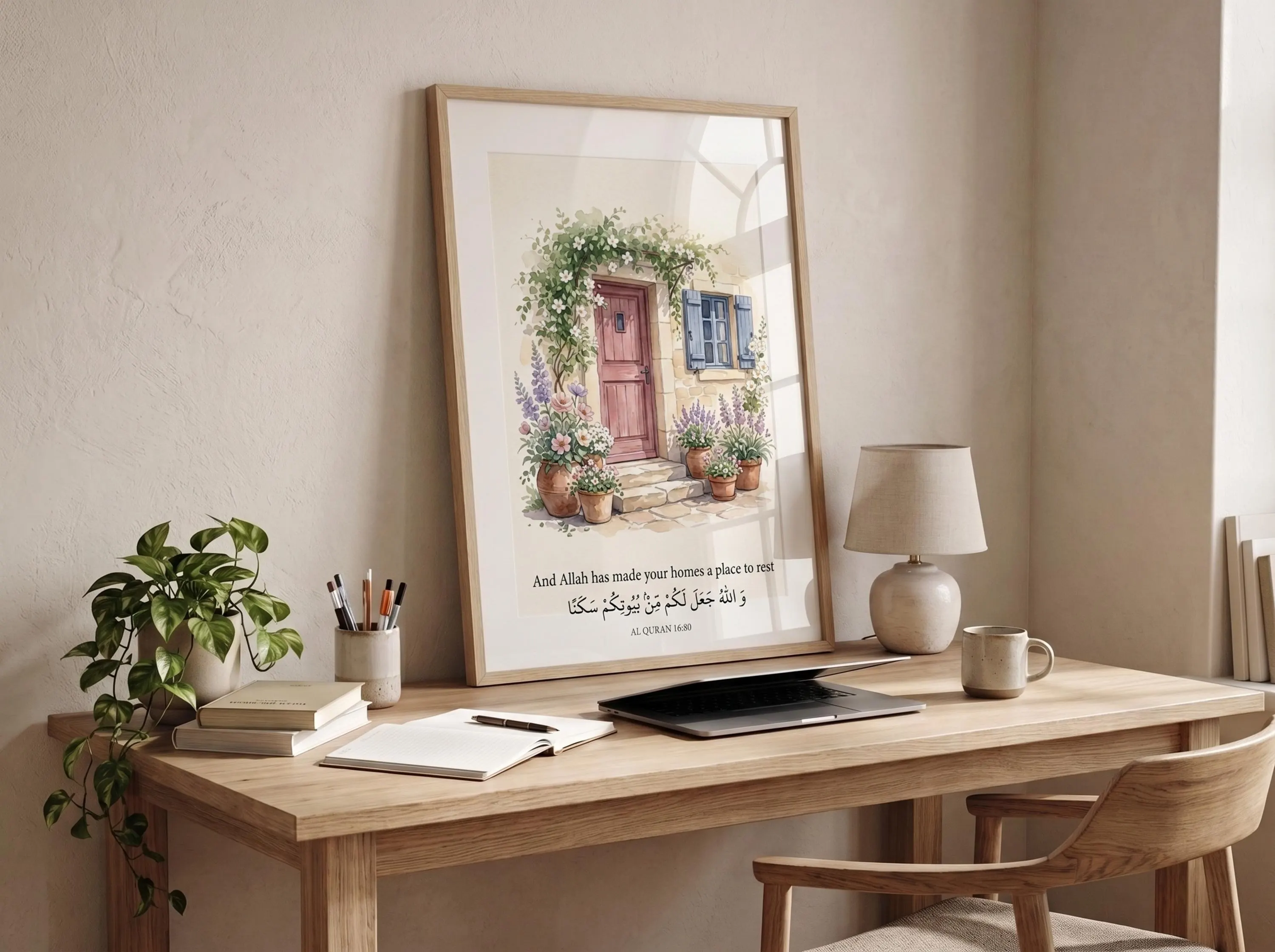 Quran Verse Islamic Wall Art, Allah Made Your Homes a Place to Rest, Muslim Housewarming Gift, Islamic Floral Entryway Art, Digital Download - image 4