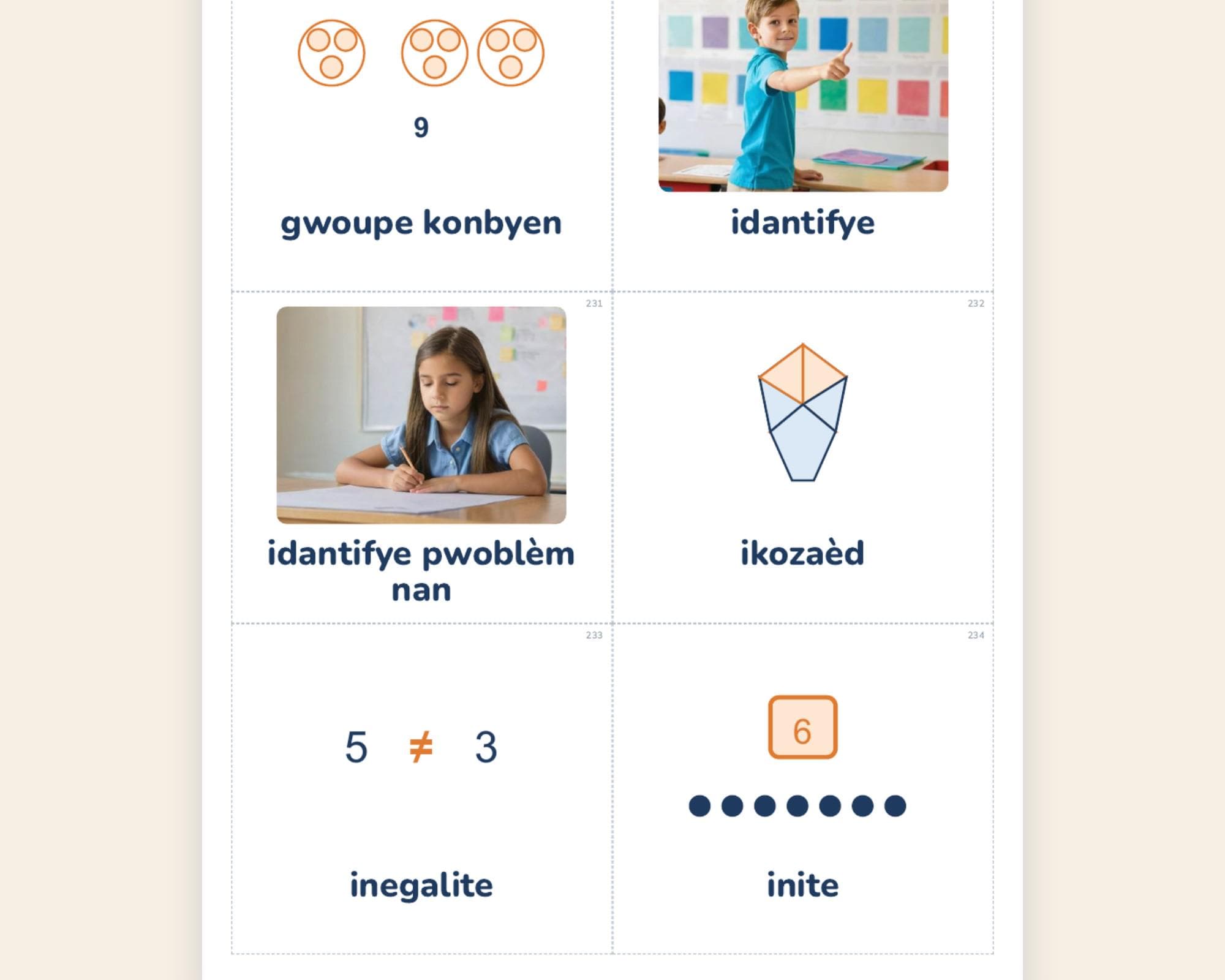 Haitian Creole Math Vocabulary Cards, Grades 3-5, Picture Word Wall (PDF) - image 3
