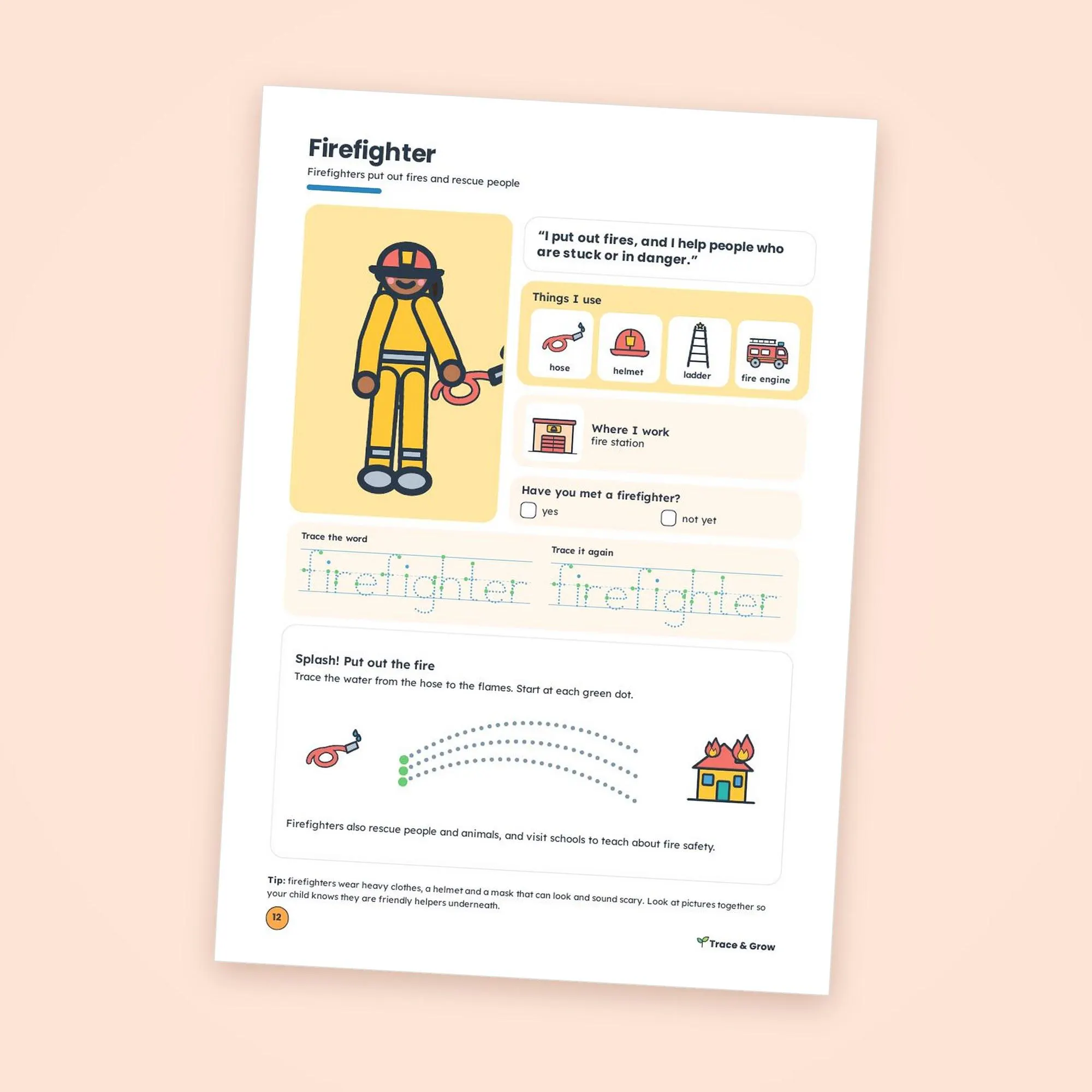 Community Helpers Worksheets for Preschool: inside pages