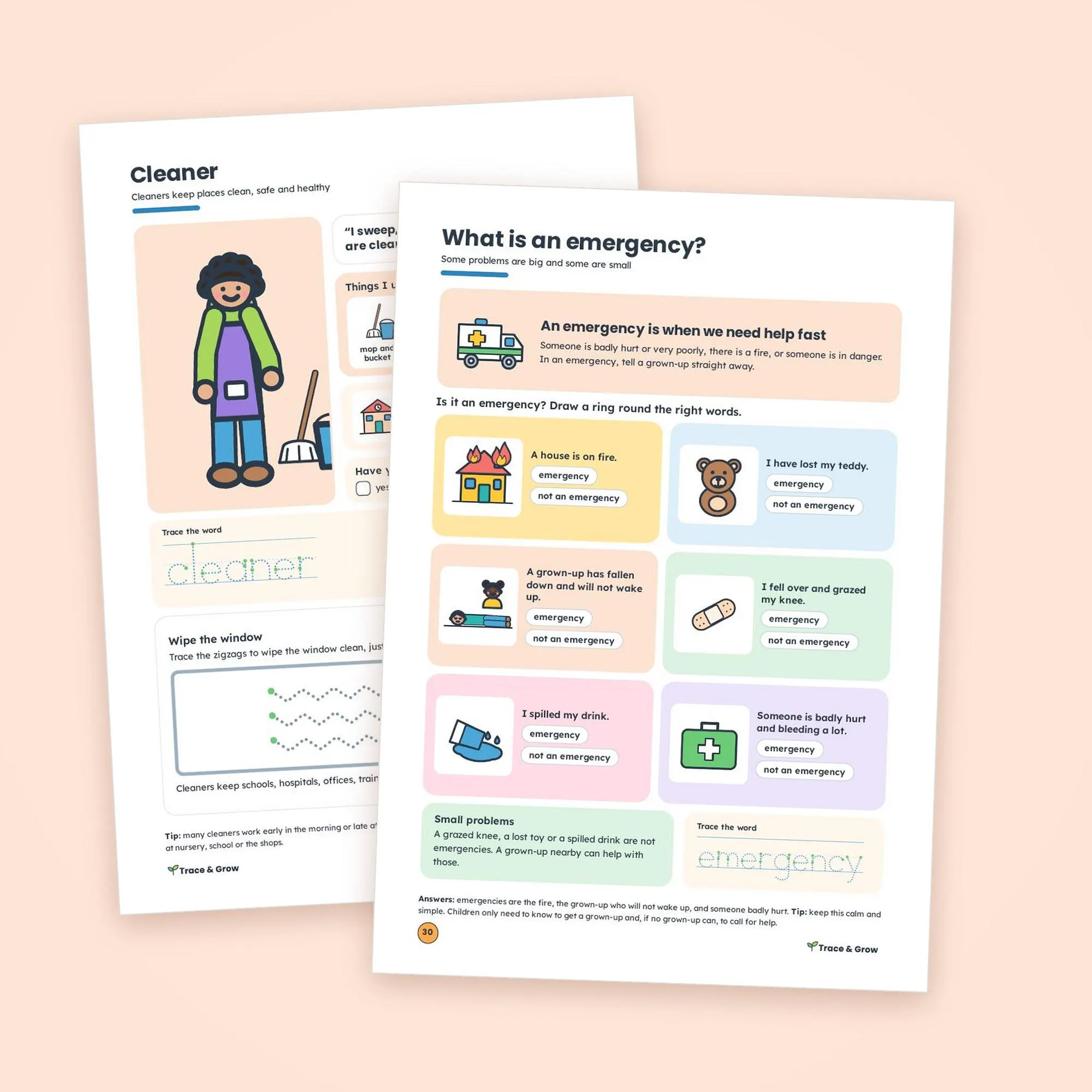 Community Helpers Worksheets for Preschool: inside pages