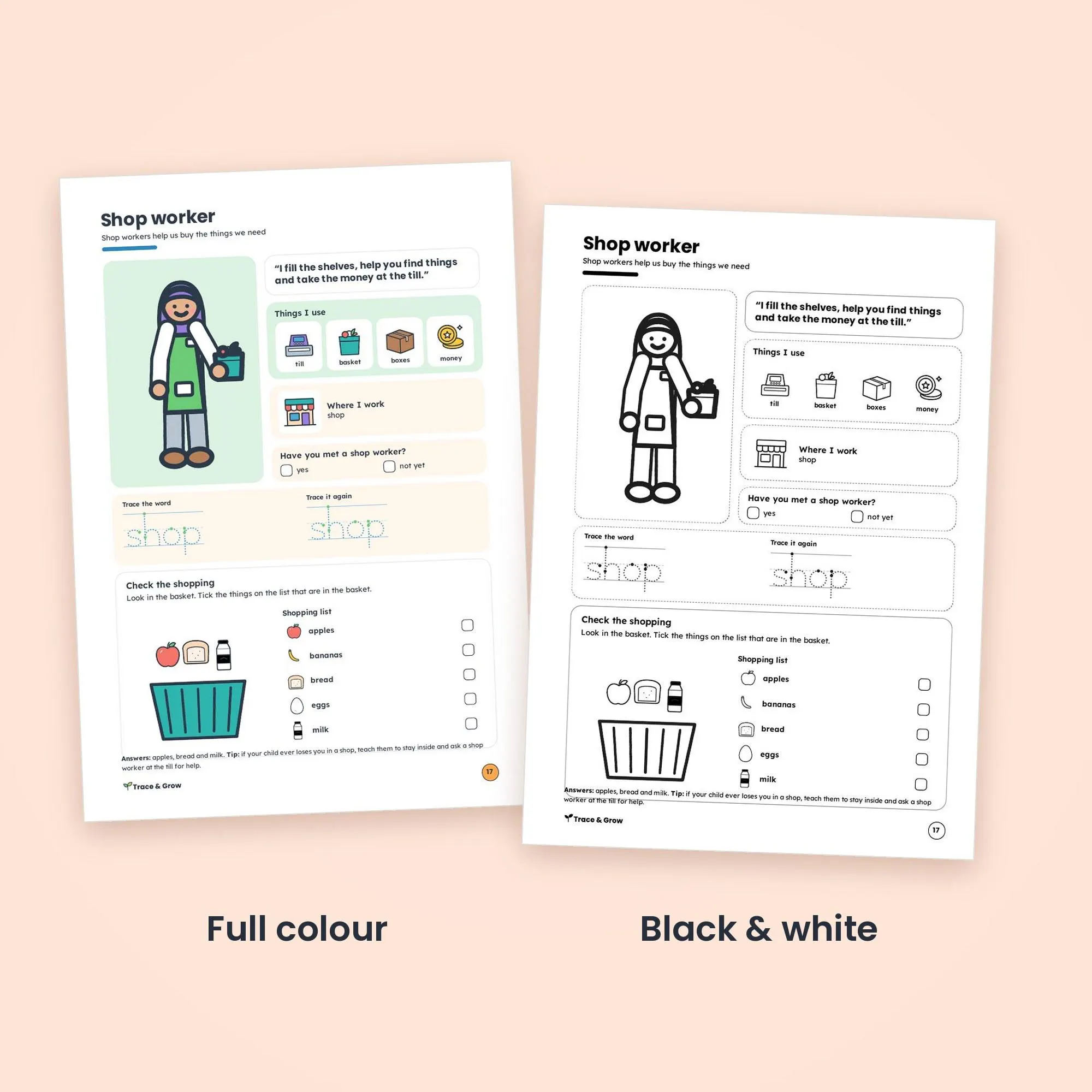 Community Helpers Worksheets for Preschool: inside pages