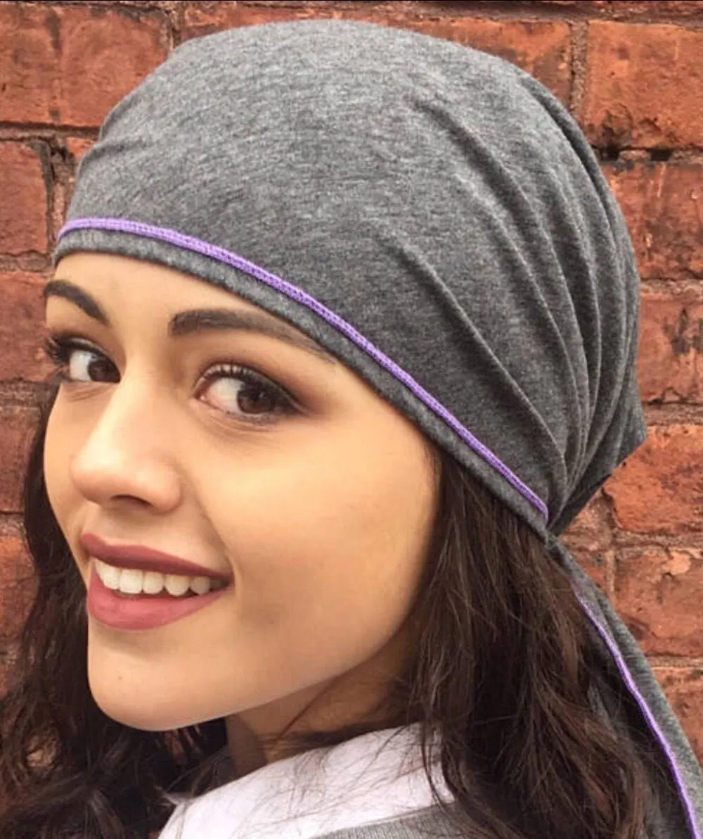 Head Scarf For Women and Children | Casual Sport Hijab | Style Lightweight Activewear | Grey Pre Tied Bandana |Hijab | Durag | Made in USA